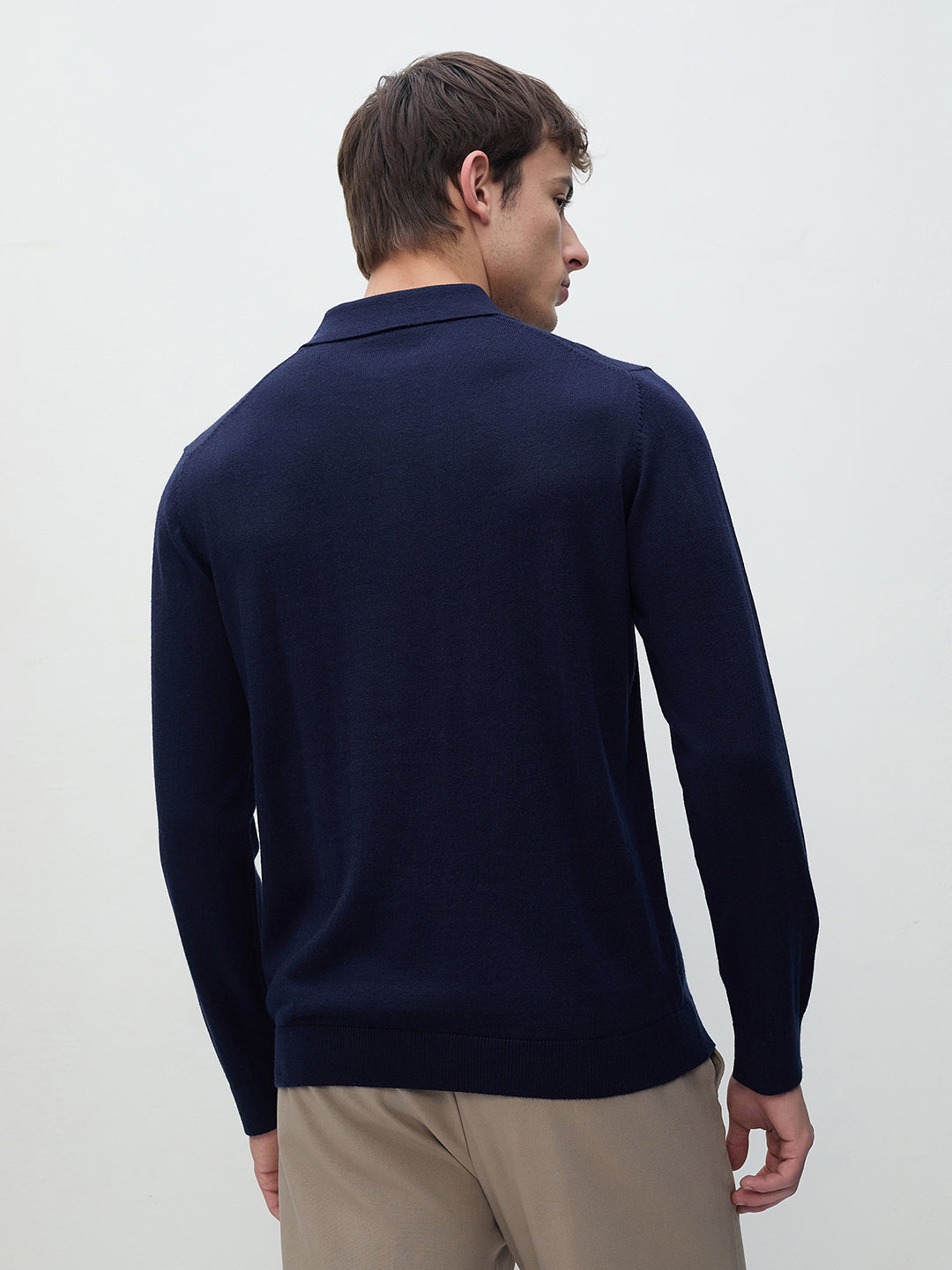 ICONIC Men Navy Blue Regular Fit Sweater