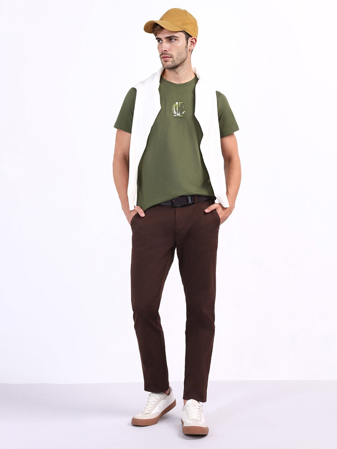 Iconic Men Green Solid Tshirt