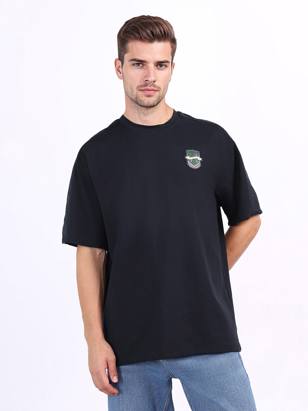 Iconic Men Blue Solid Crew Neck Tshirt