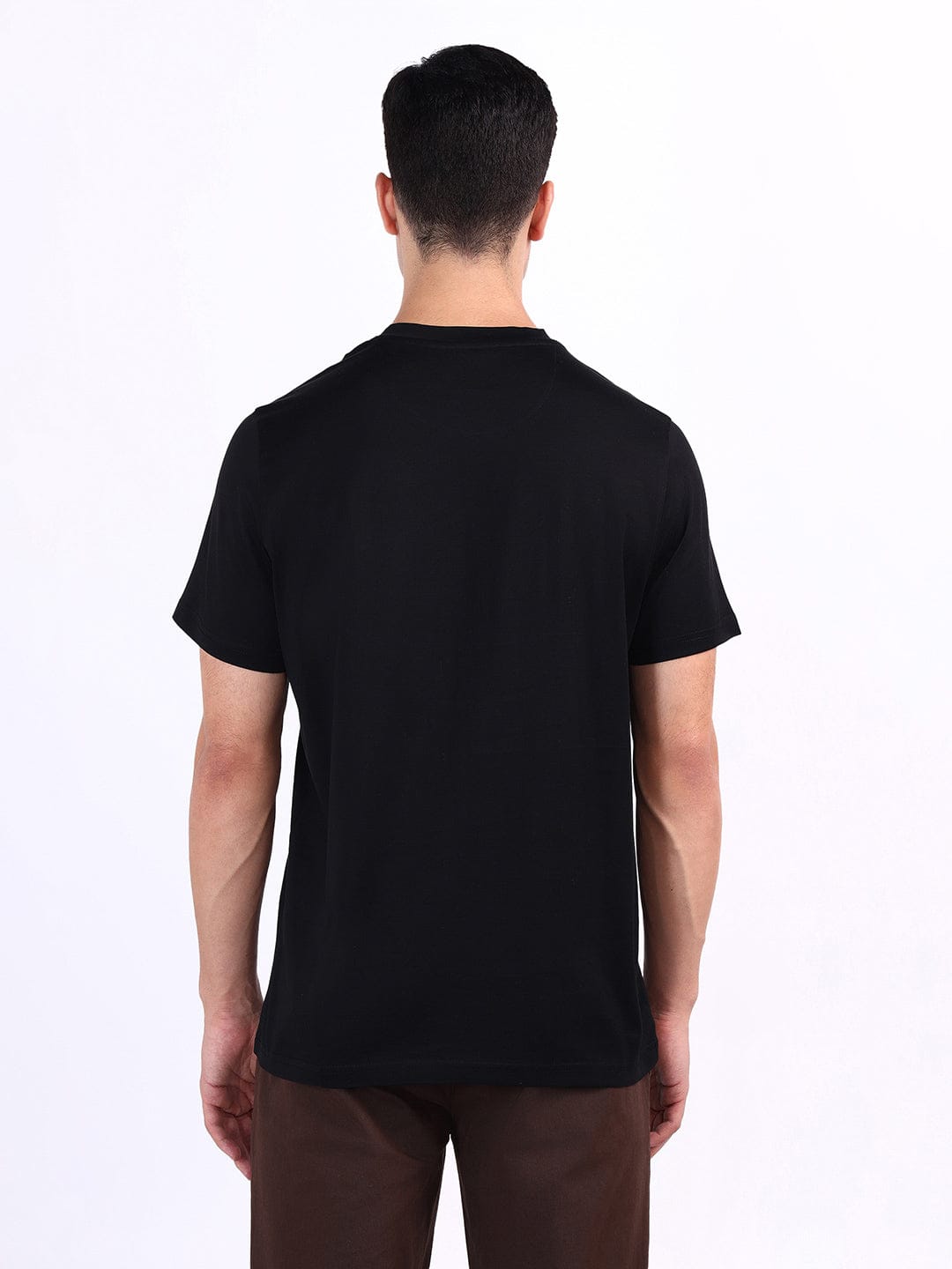 Iconic Men Black Solid Crew Neck Tshirt