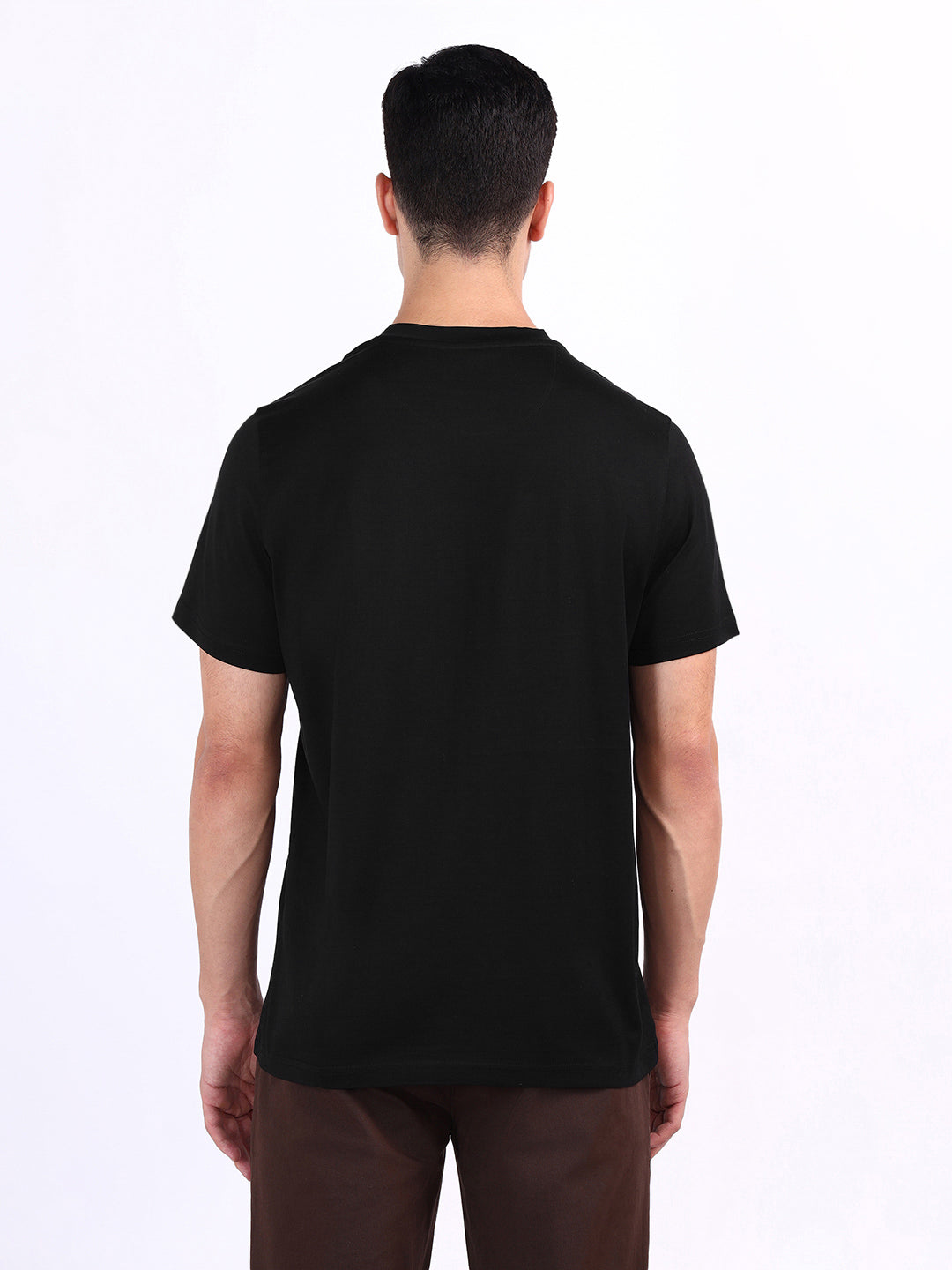 Iconic Men Black Solid Crew Neck Tshirt