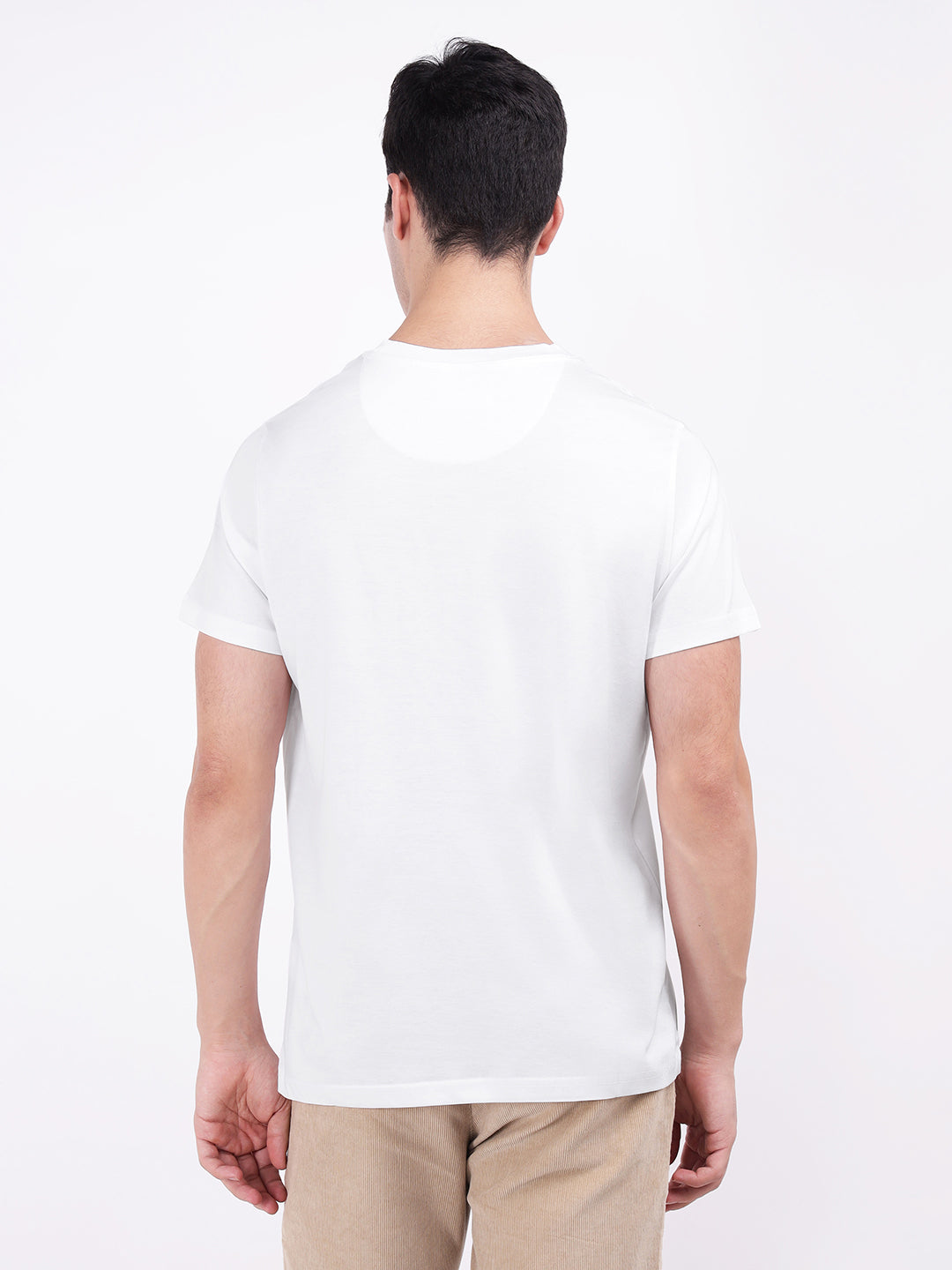 Iconic Men White Solid Crew Neck Tshirt