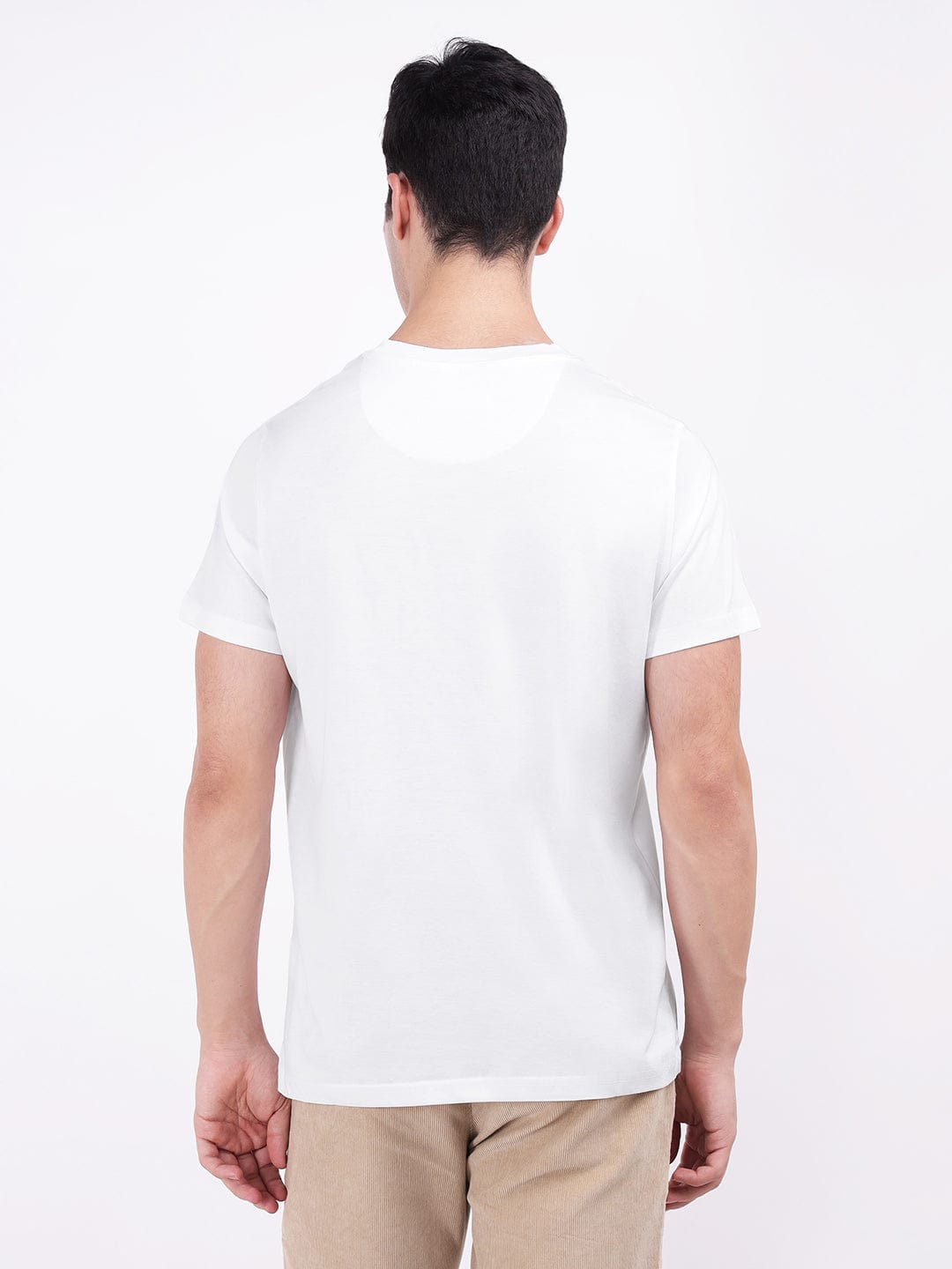 Iconic Men White Solid Crew Neck Tshirt