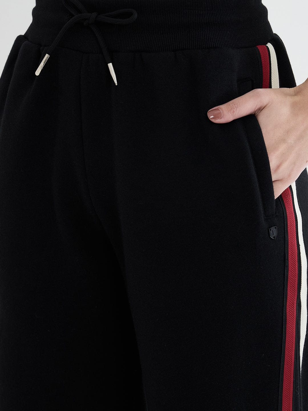 Iconic Women Black Solid Straight Fit Sweat Pant