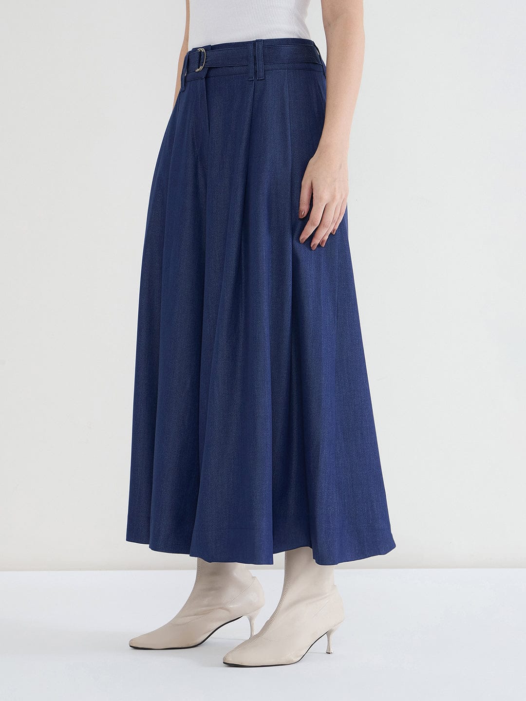 Iconic Women Blue Solid Pure Cotton Pant