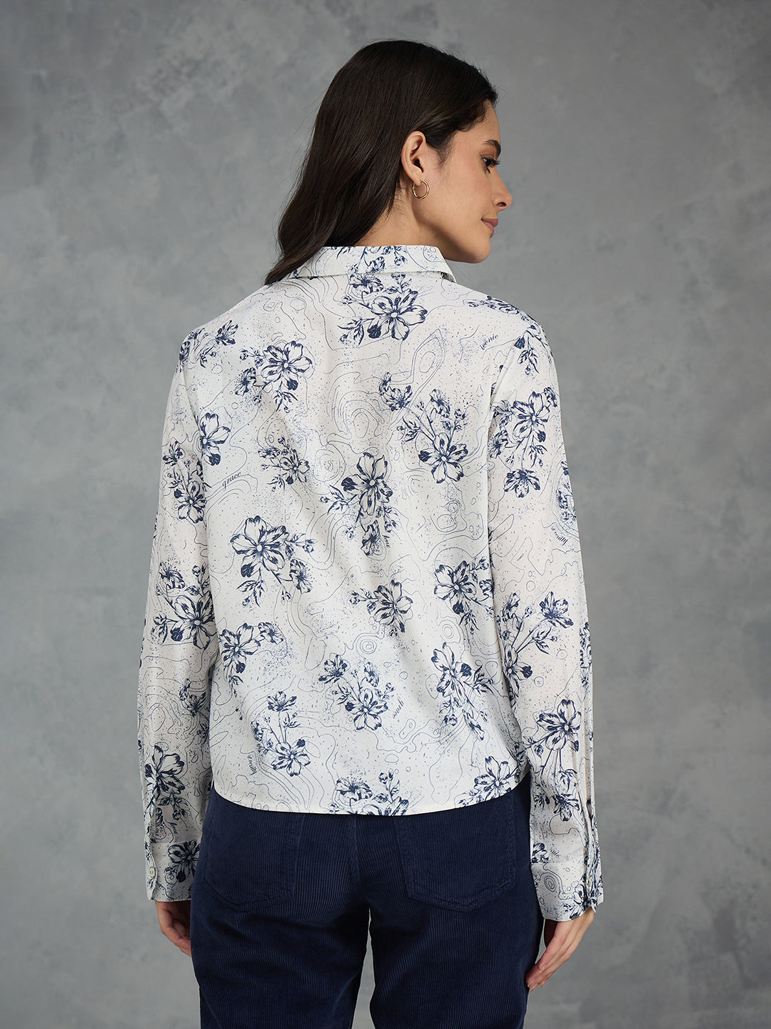 Iconic Women Off White Printed Collared Shirt