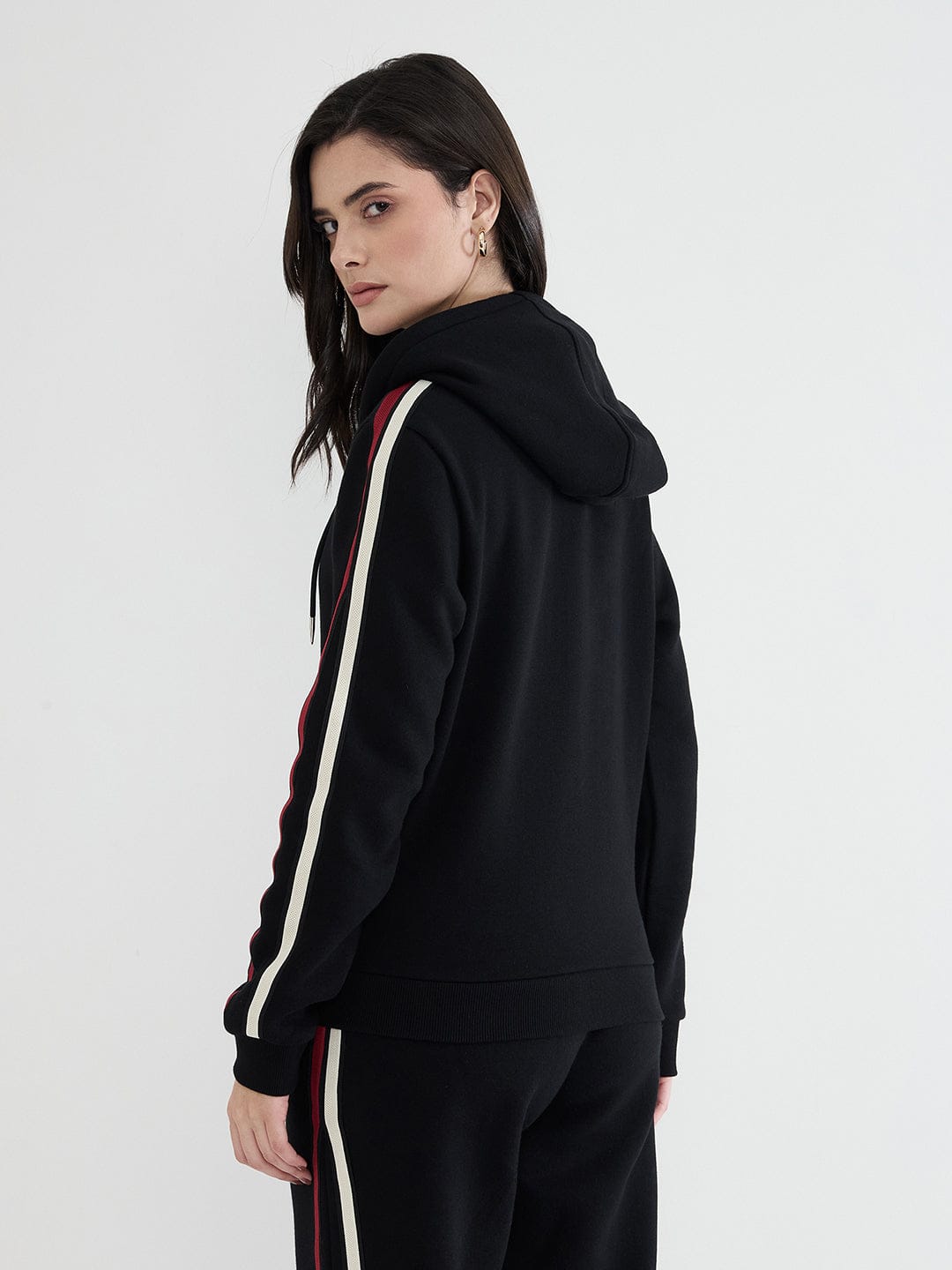 Iconic Women Black Solid Hoodie