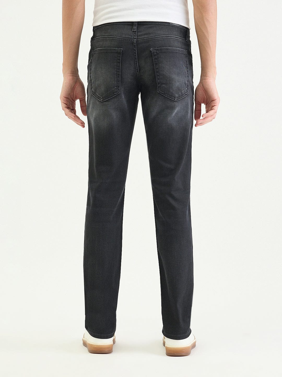 Antony Morato Men Tapered Fit Charcoal Black Solid Jeans