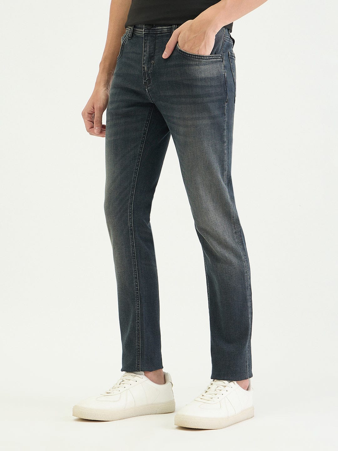 Antony Morato Men Super Skinny Fit Charcoal Grey Solid Jeans