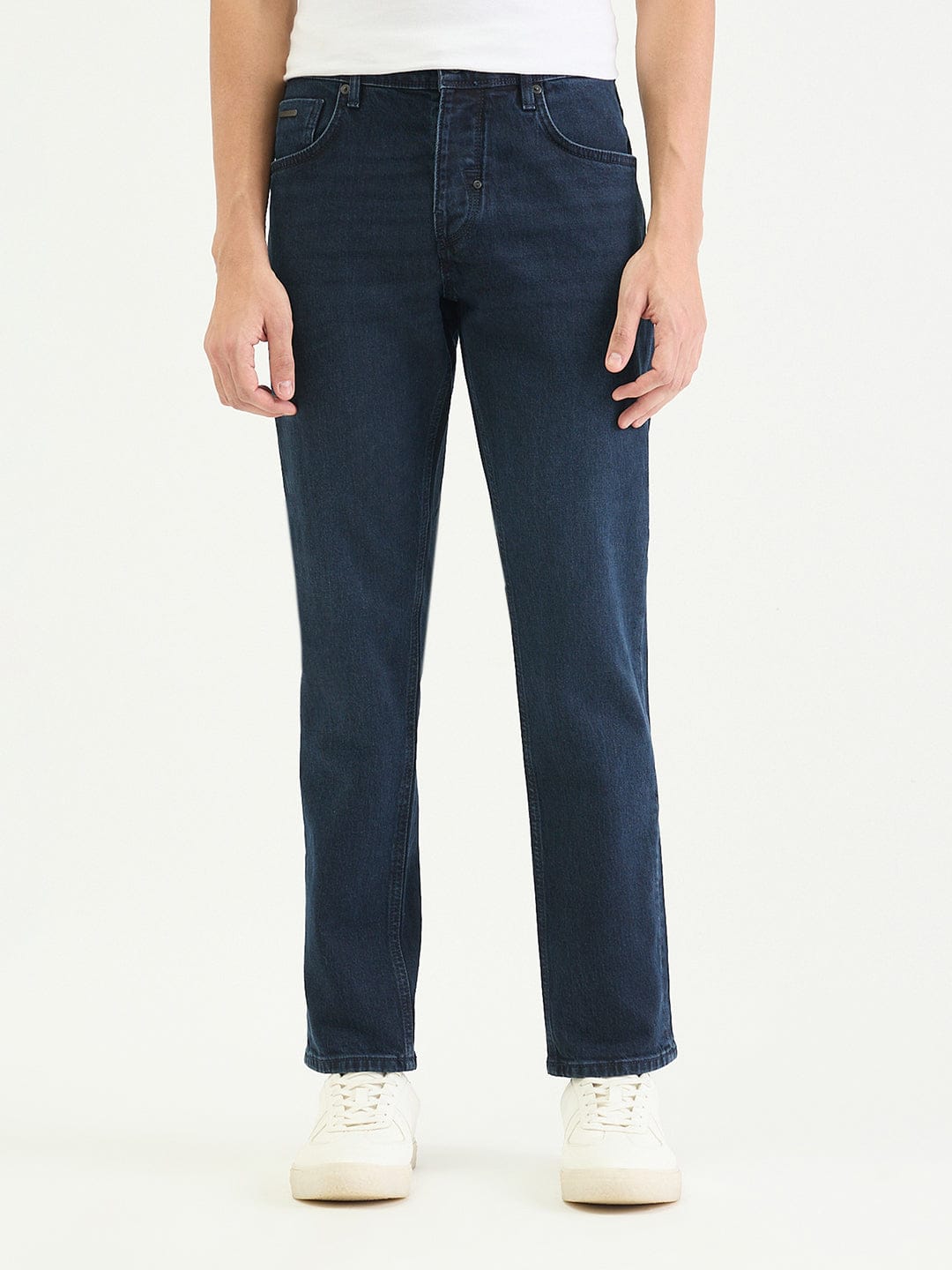 Antony Morato Men Slim Straight Fit Navy Blue Solid Jeans