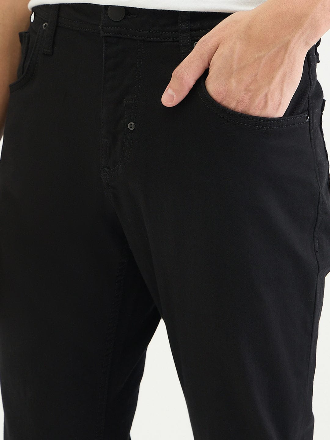 Antony Morato Men Tapered Fit Black Solid Jeans