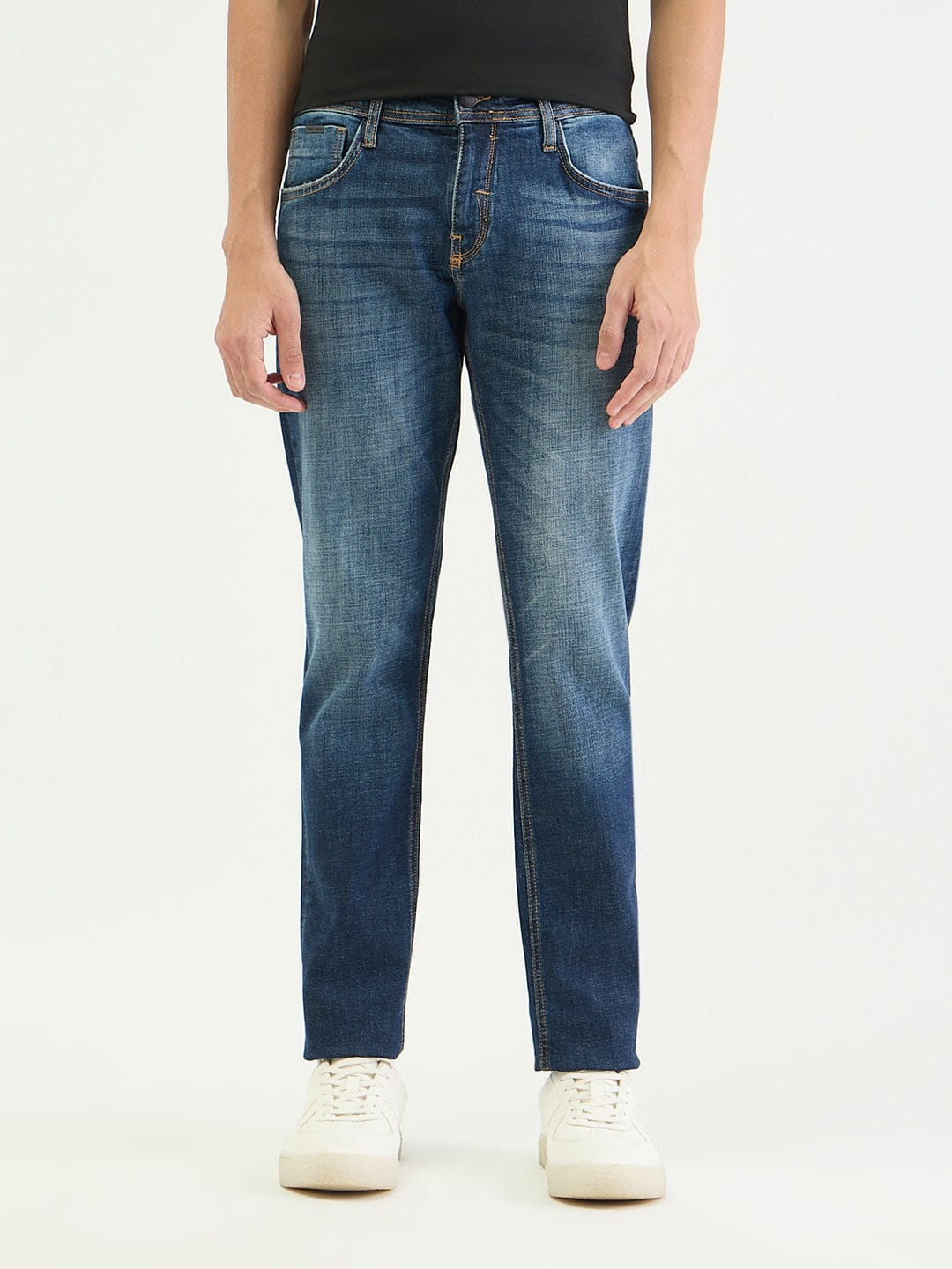 Antony Morato Men Tapered Fit Navy Blue Solid Jeans