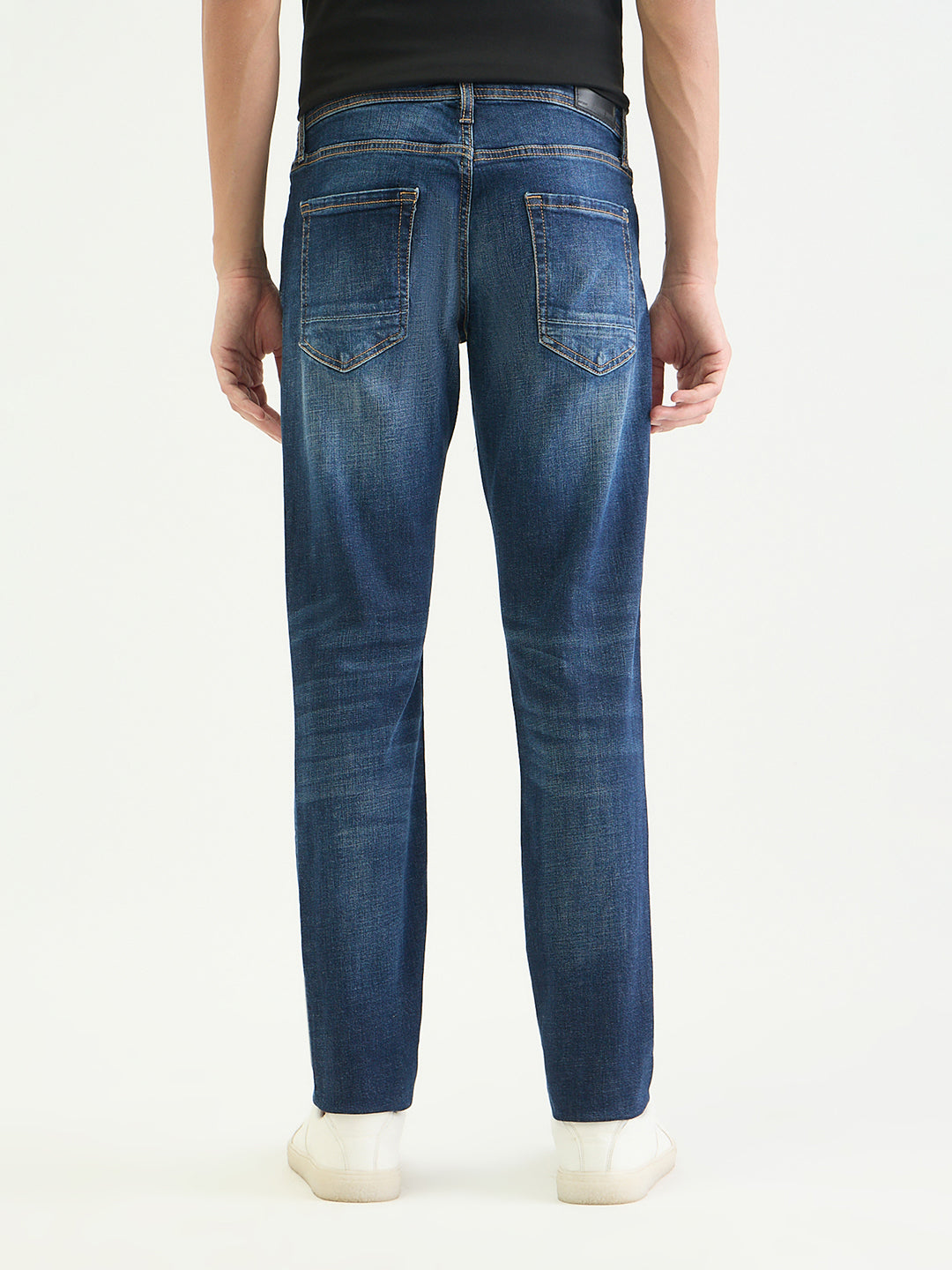 Antony Morato Men Tapered Fit Navy Blue Solid Jeans