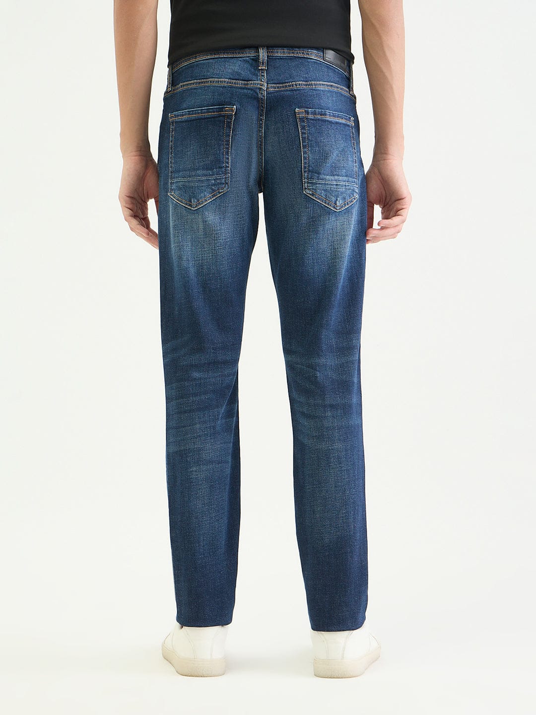 Antony Morato Men Tapered Fit Navy Blue Solid Jeans