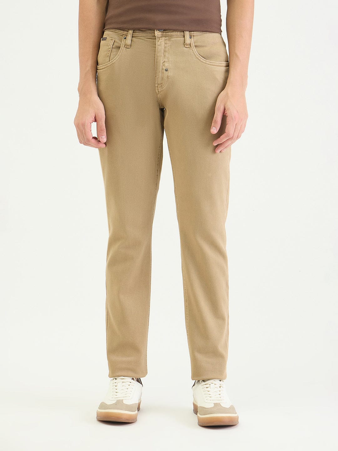 Antony Morato Men Tapered Fit Beige Solid Jeans
