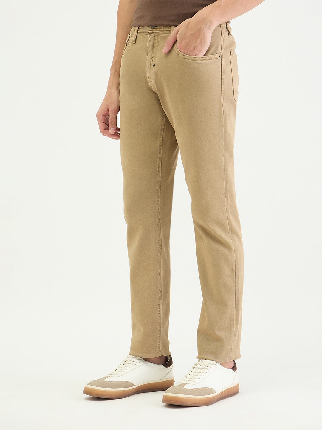 Antony Morato Men Tapered Fit Beige Solid Jeans