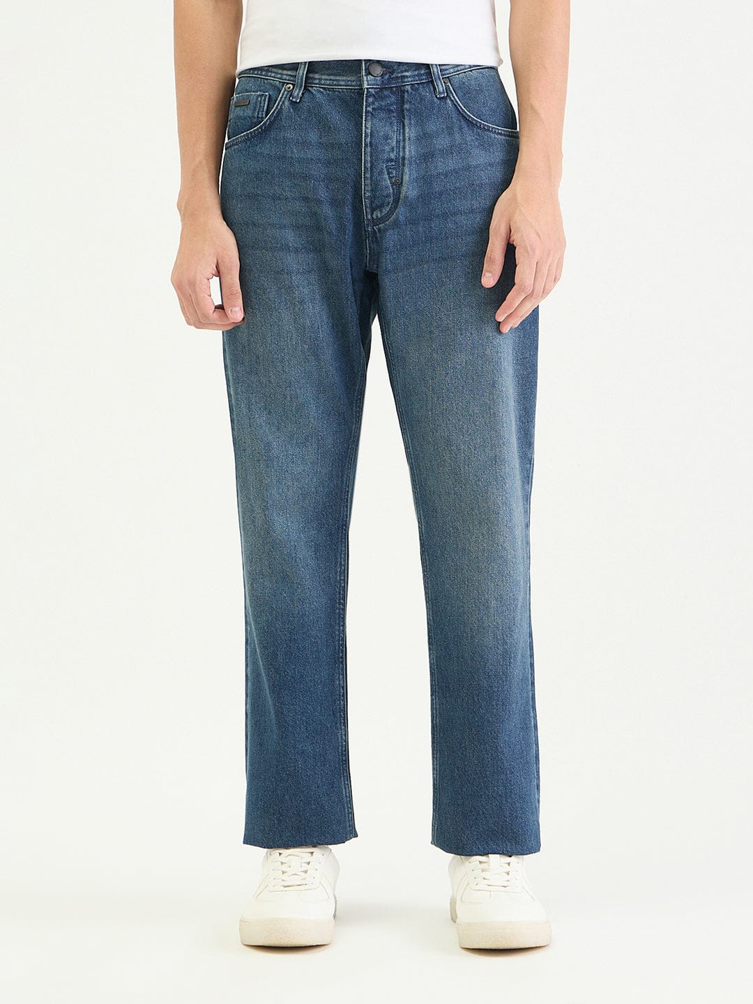 Antony Morato Men Straight Fit Blue Solid Pure Cotton Jeans