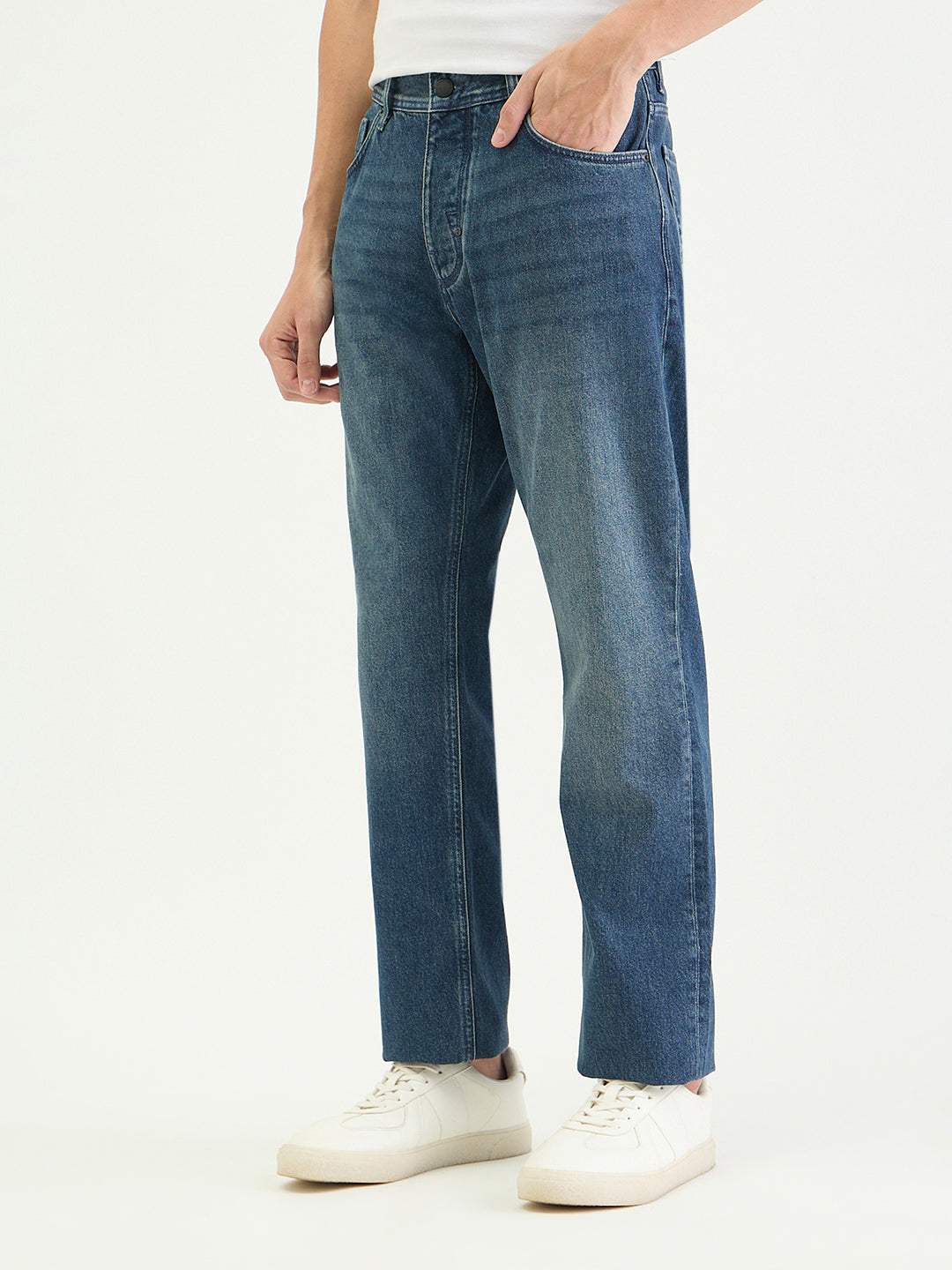 Antony Morato Men Straight Fit Blue Solid Pure Cotton Jeans