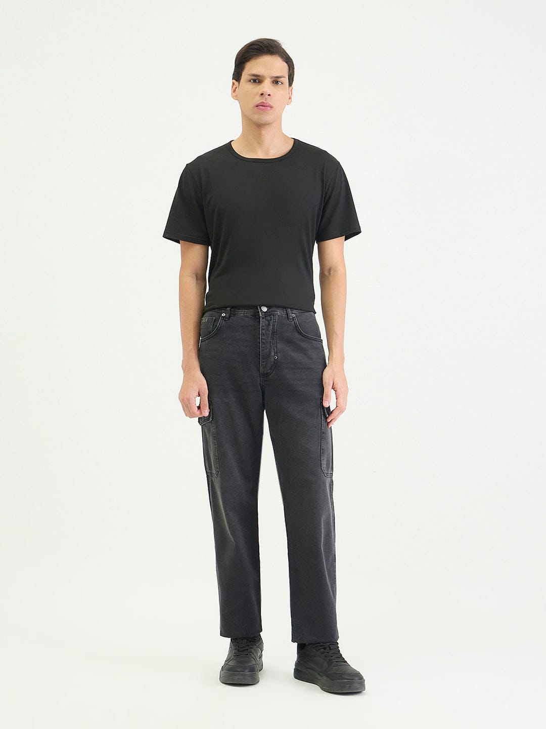 Antony Morato Men Straight Fit Black Solid Pure Cotton Jeans