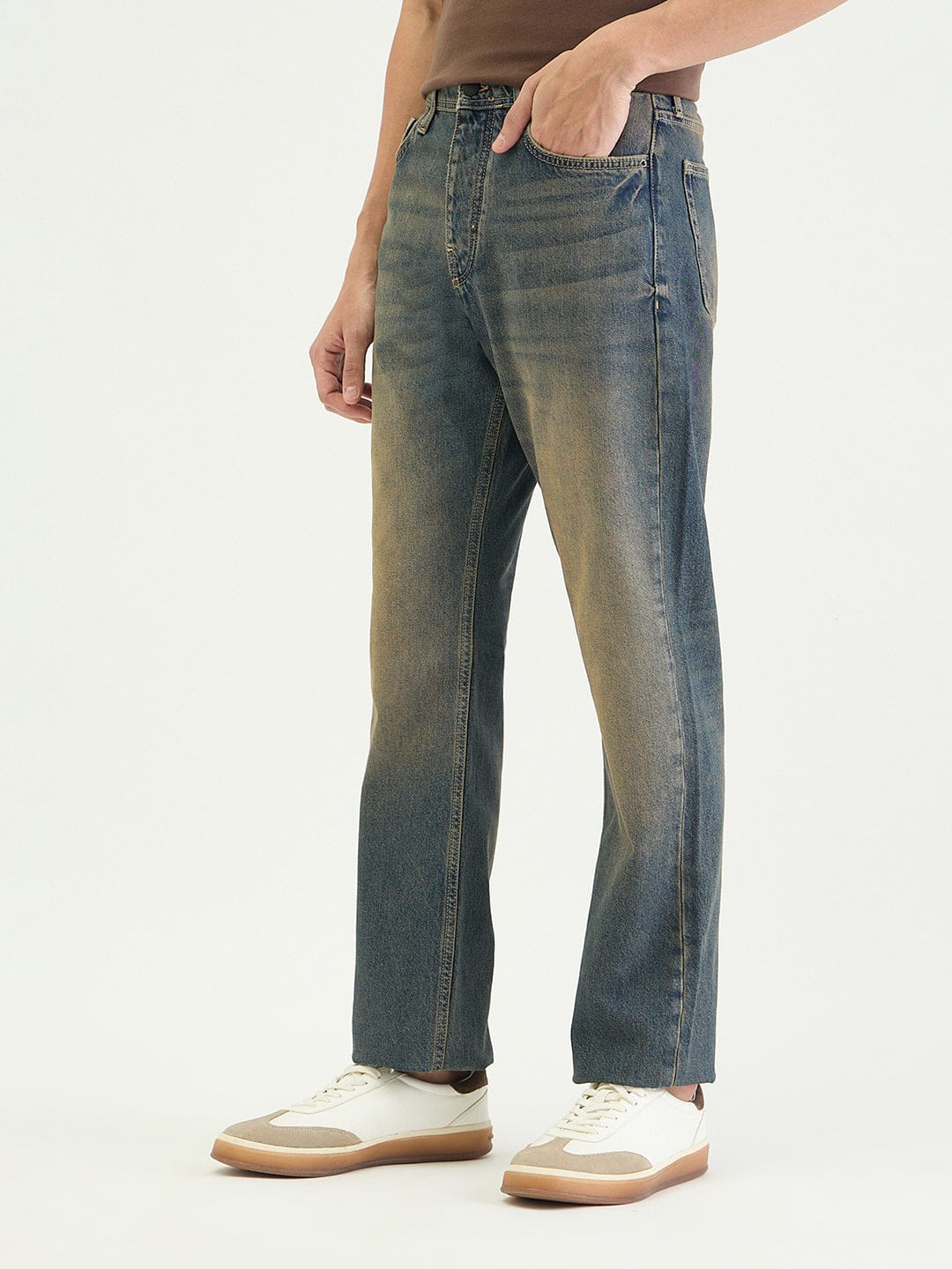 Antony Morato Men Straight Fit Blue Solid Pure Cotton Jeans