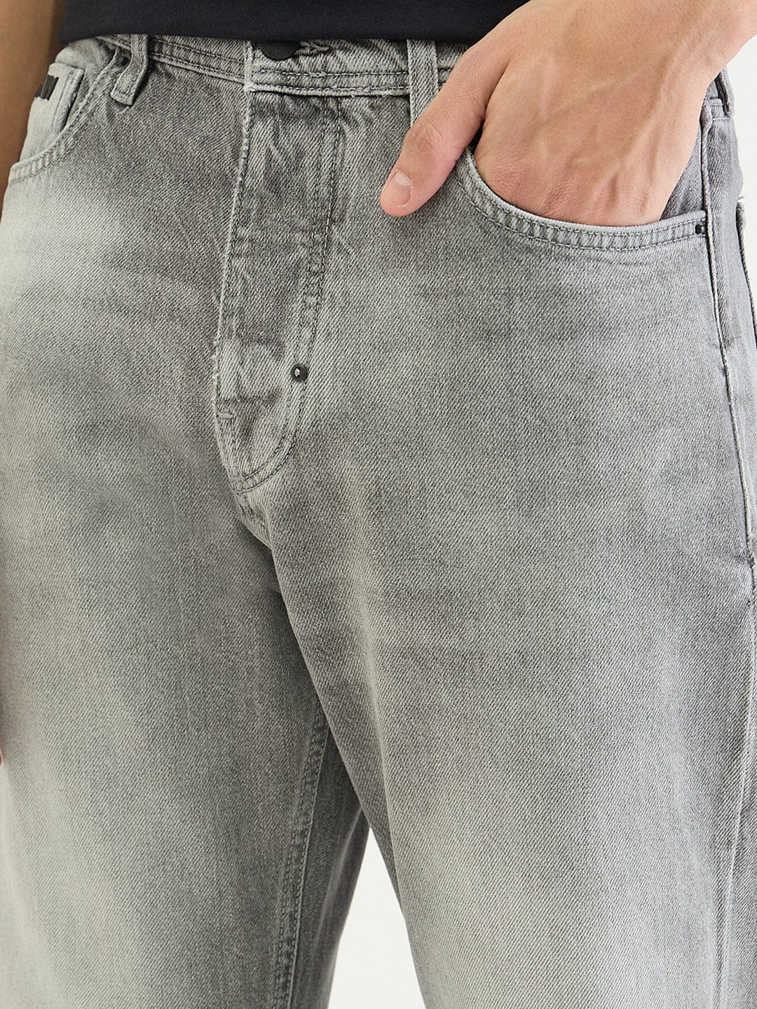 Antony Morato Men Straight Fit Grey Solid Pure Cotton Jeans