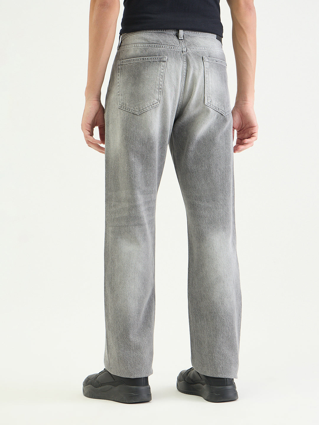 Antony Morato Men Straight Fit Grey Solid Pure Cotton Jeans