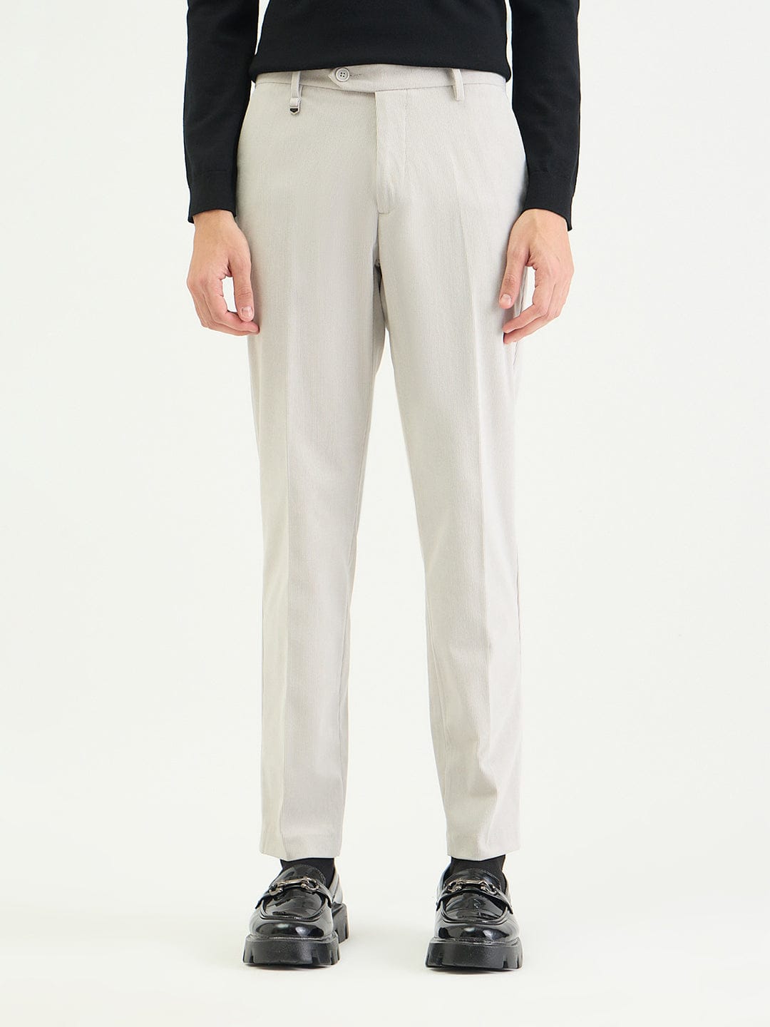 Antony Morato Men Slim Fit Off White Solid Trouser