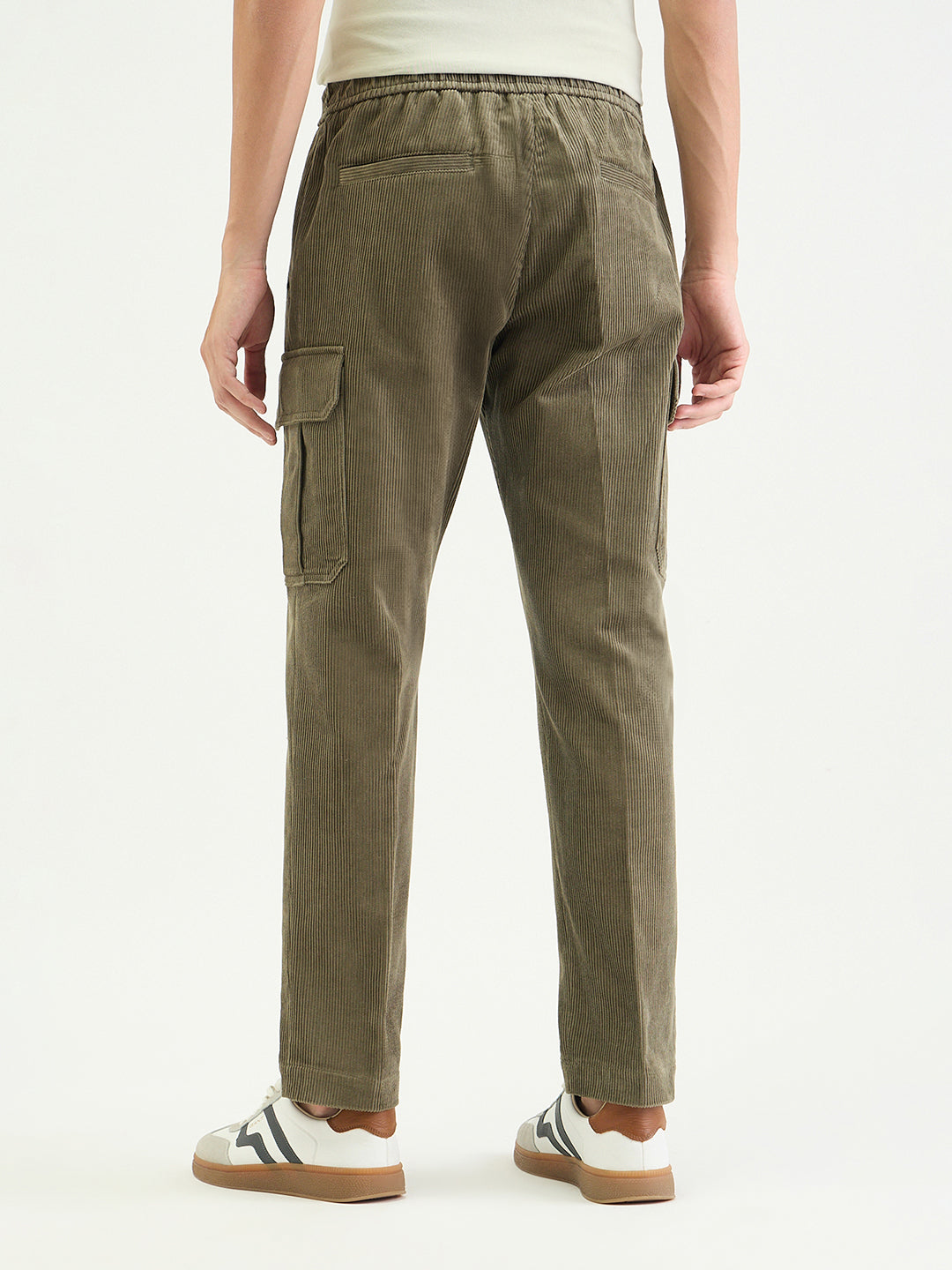 Antony Morato Men Straight Fit Green Textured Pure Cotton Trouser