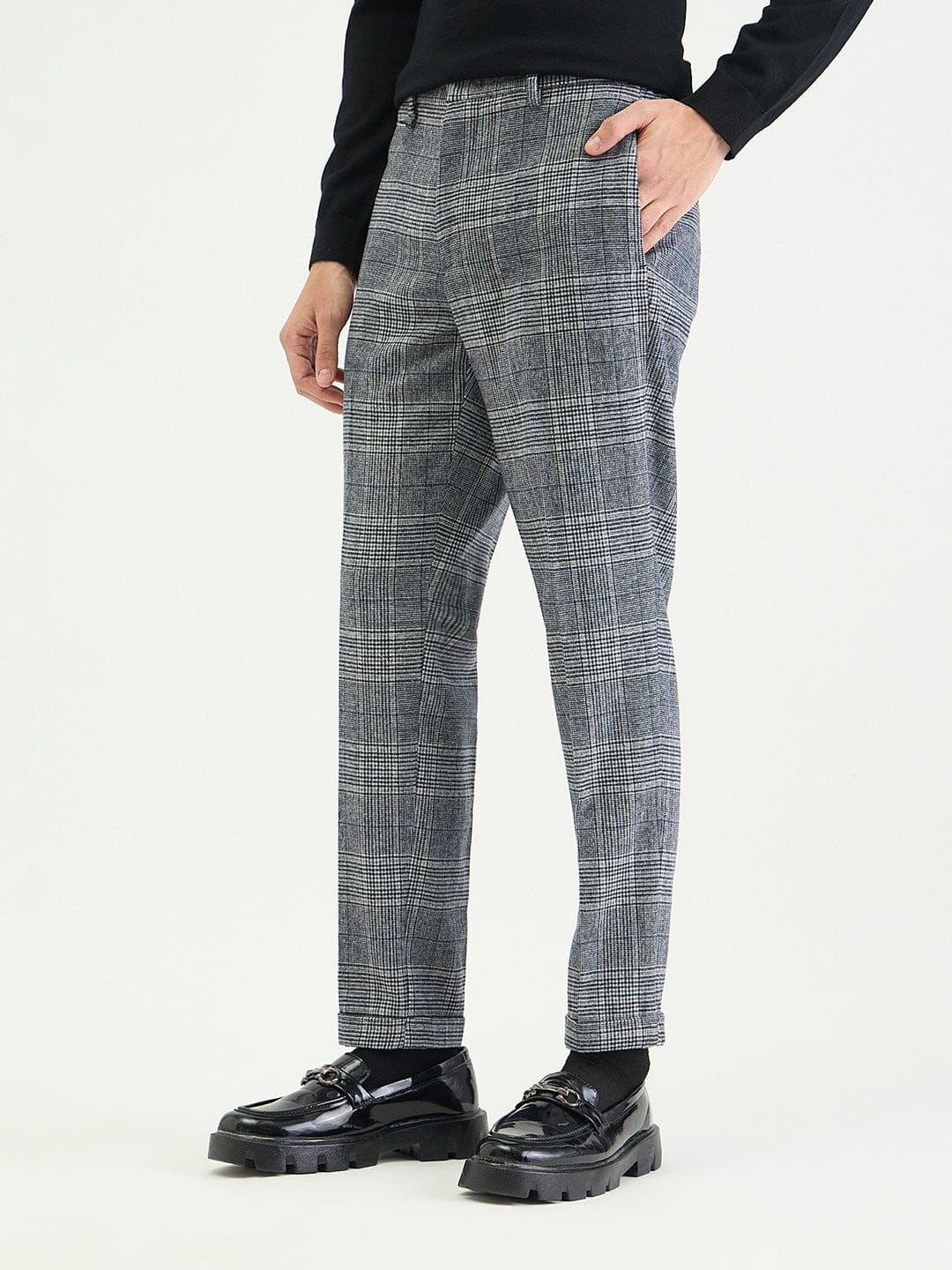 Antony Morato Men Straight Fit Multicolour Checks Trouser