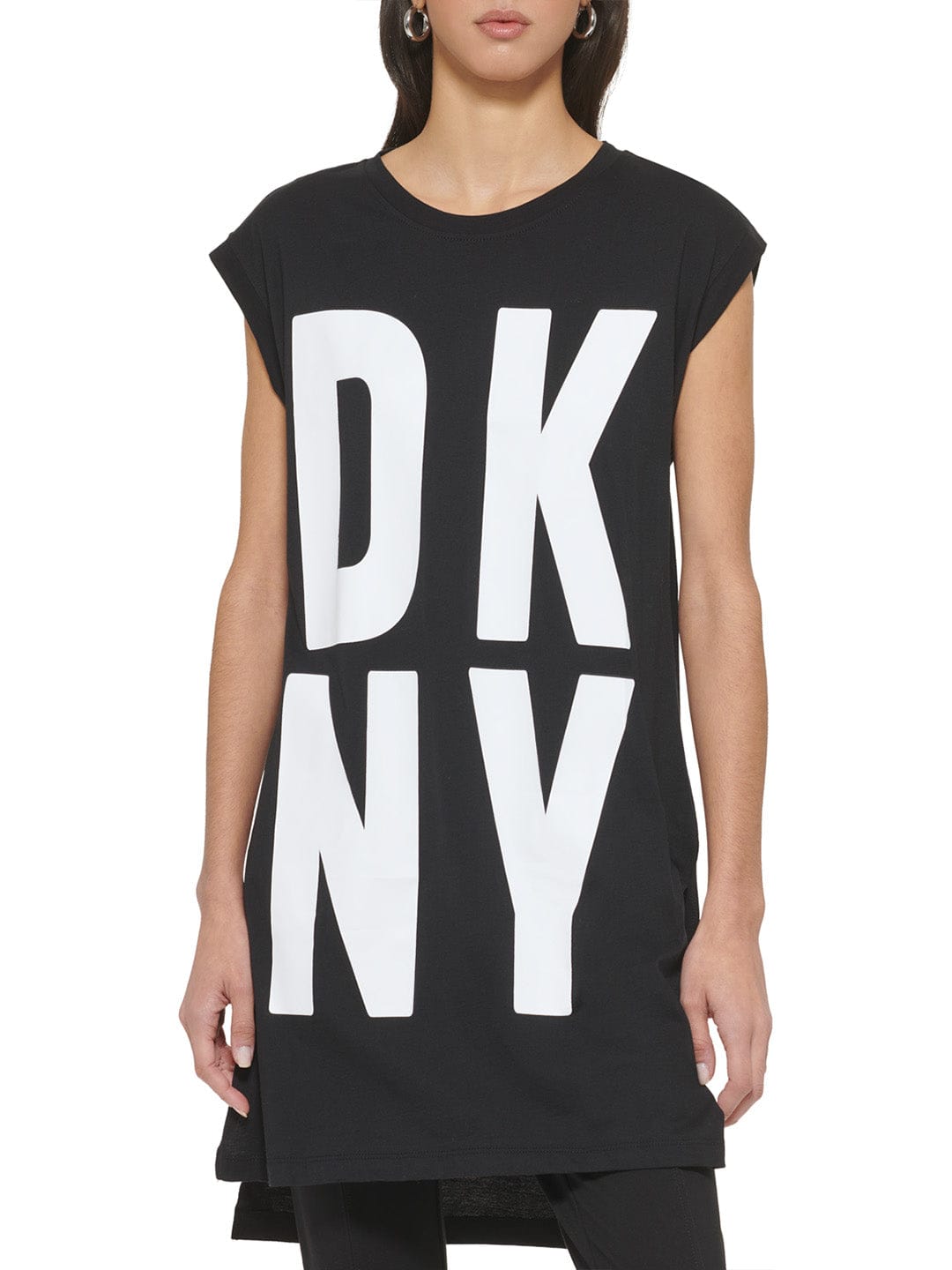 DKNY Womens Black Logo Round Neck T-Shirt