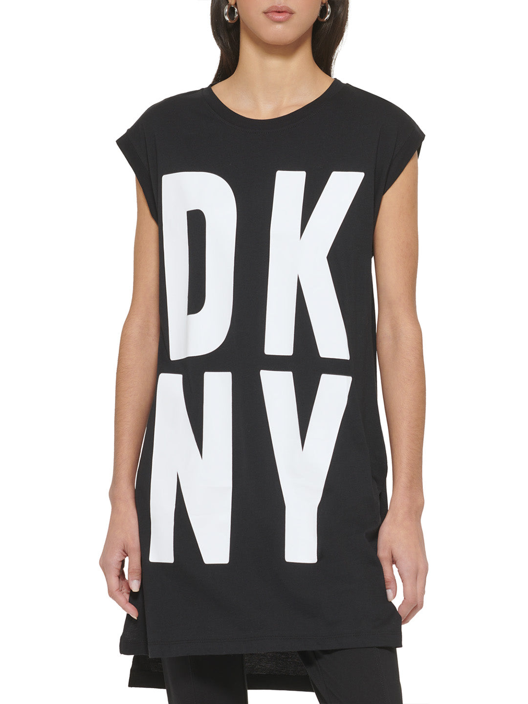 DKNY Womens Black Logo Round Neck T-Shirt