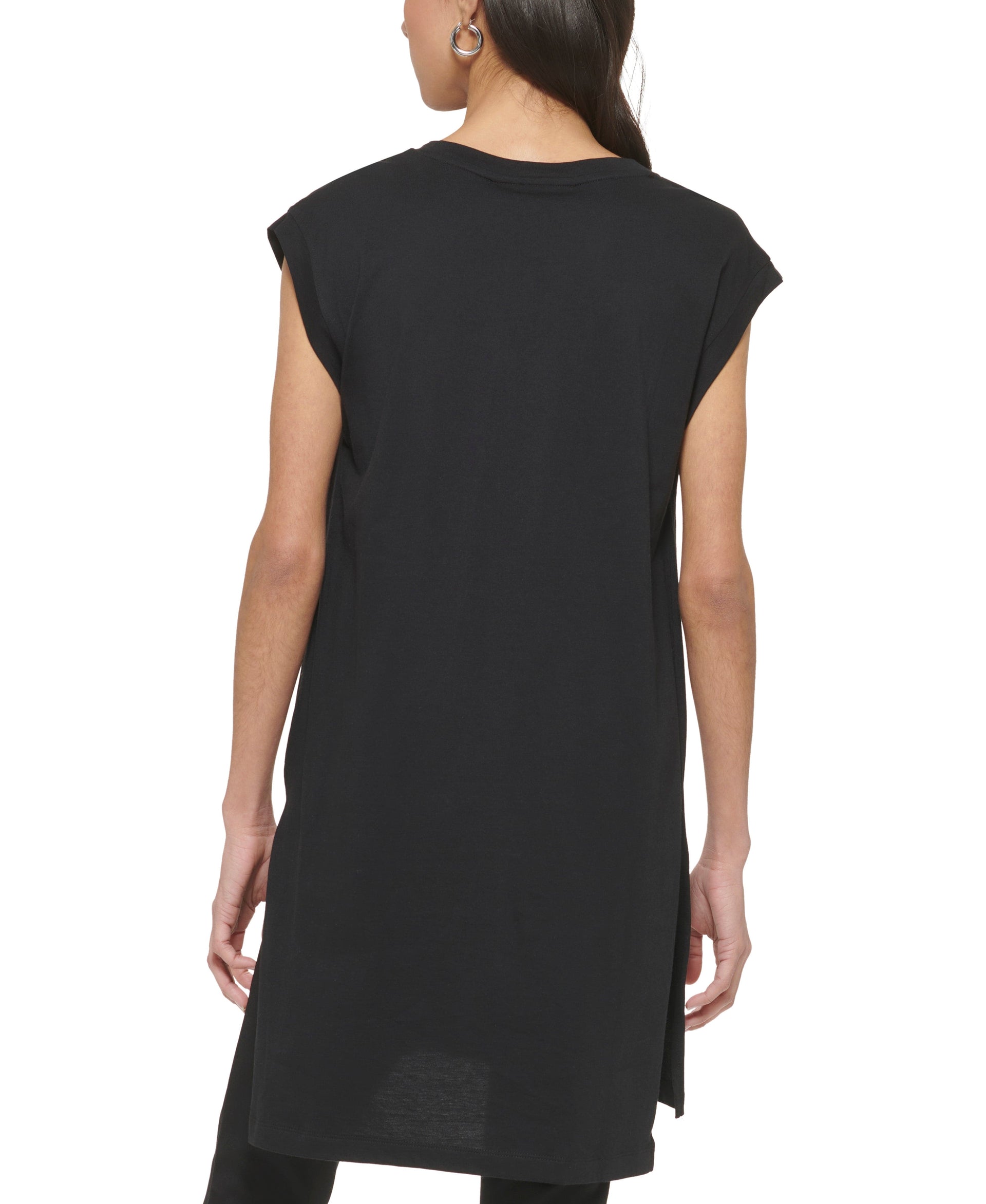 DKNY Womens Black Logo Round Neck T-Shirt