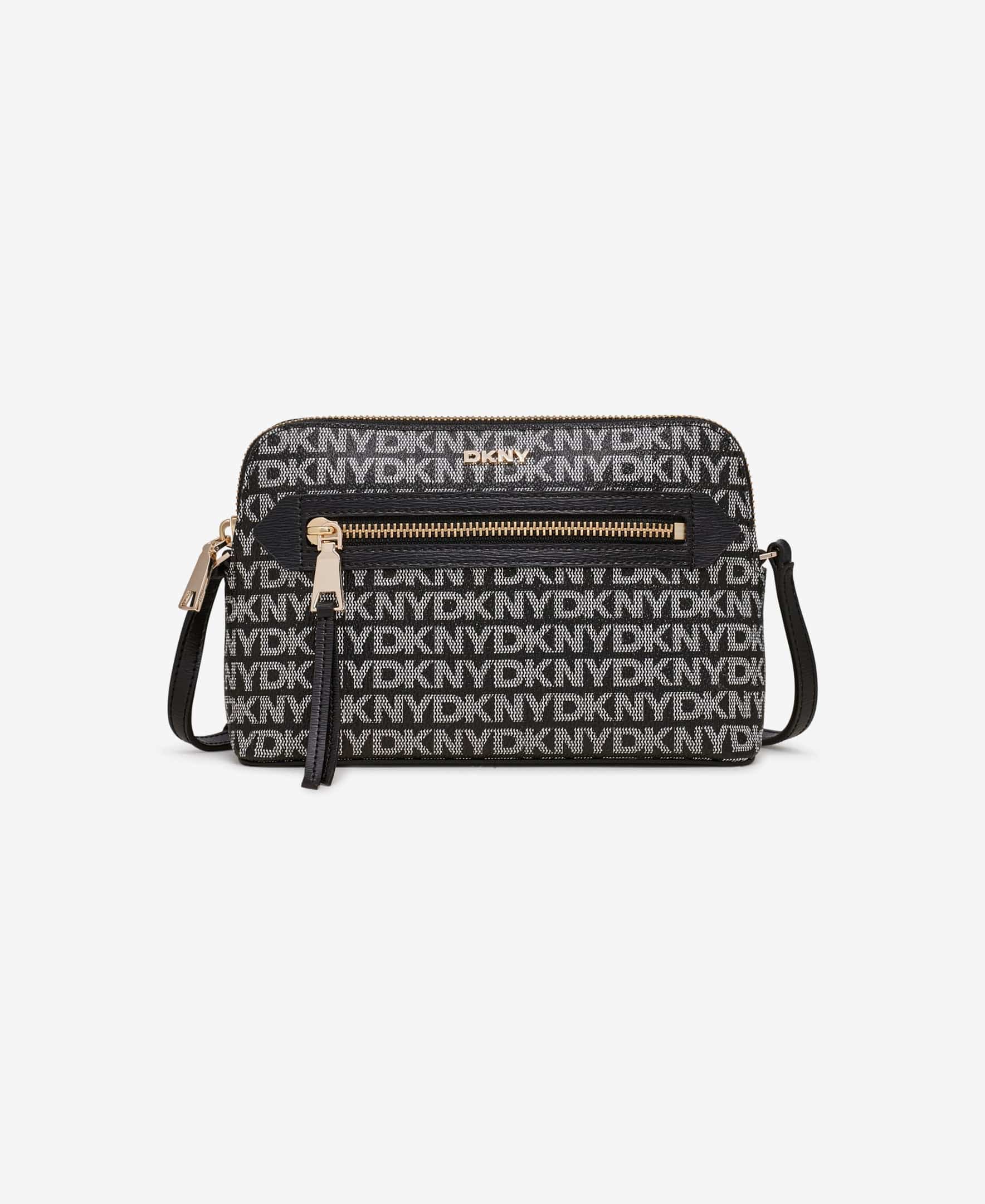 DKNY Womens Black Logo CrossBoby Woven Bag