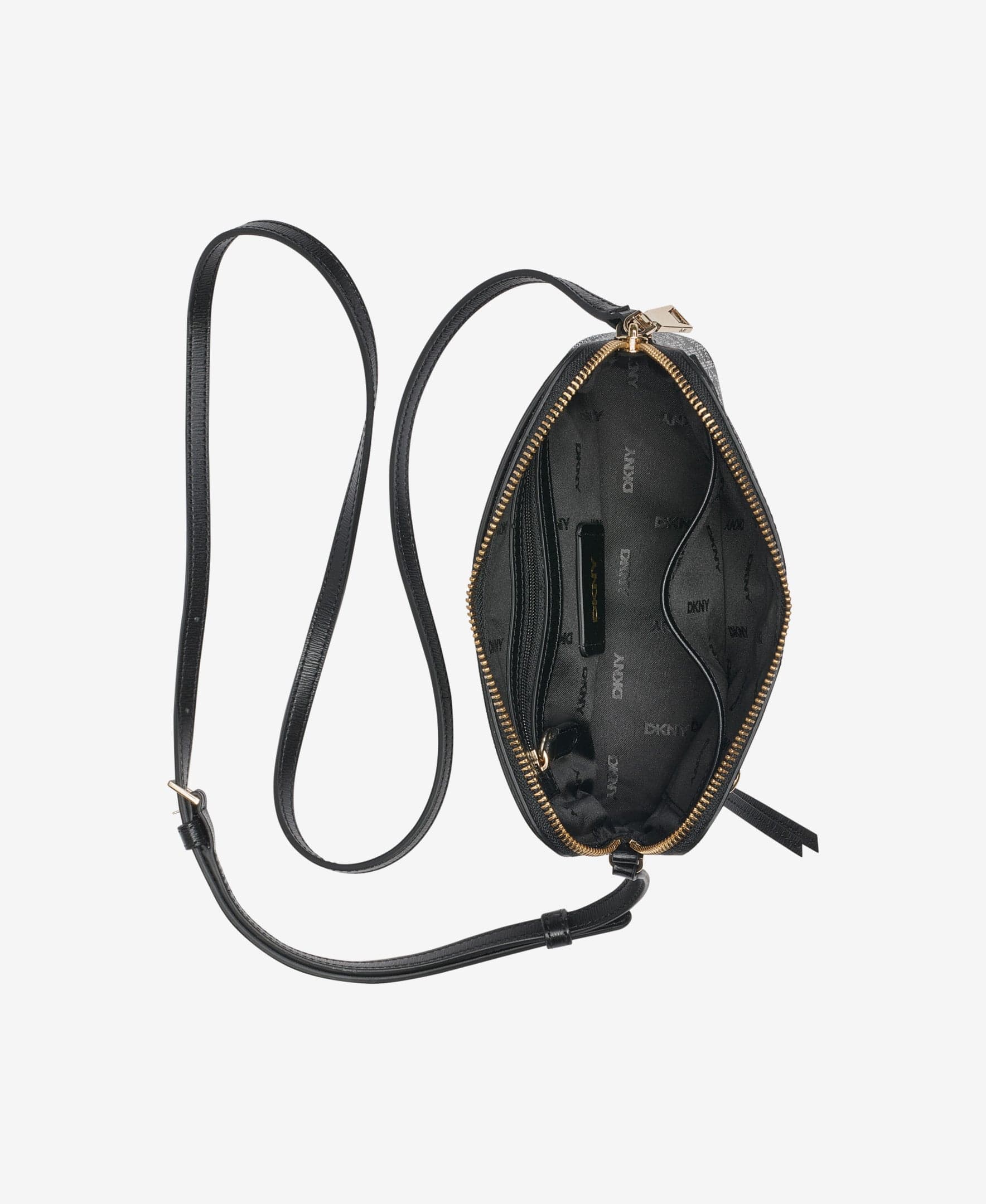 DKNY Womens Black Logo CrossBoby Woven Bag