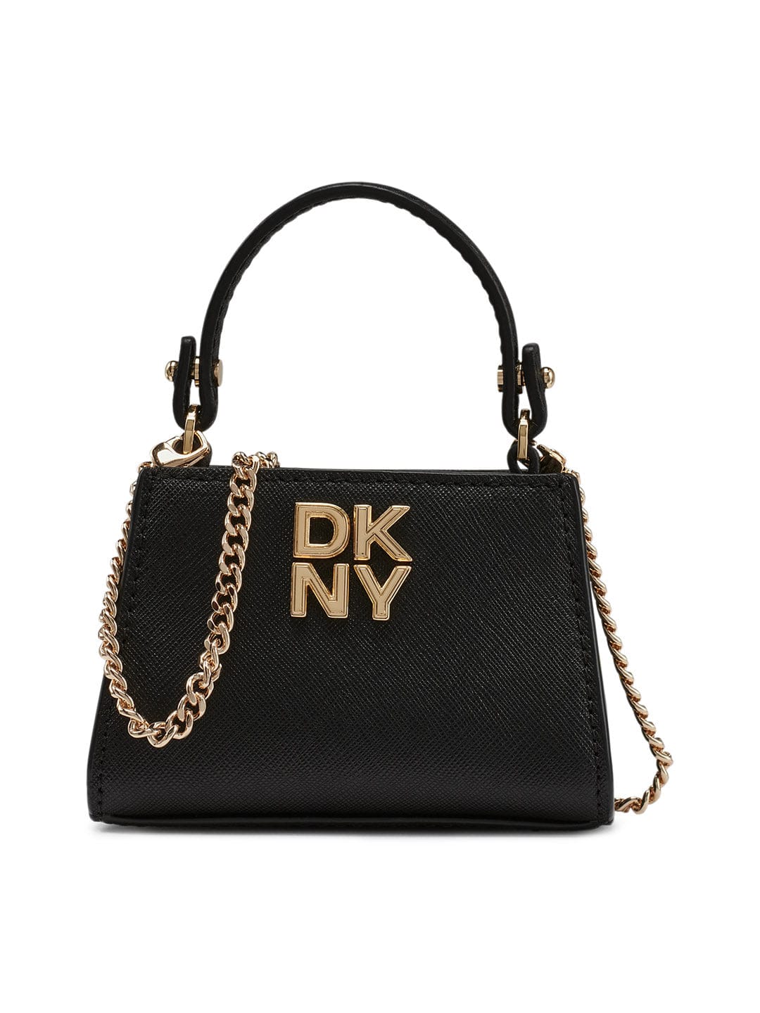 DKNY Womens Black Logo Woven Satchel bag