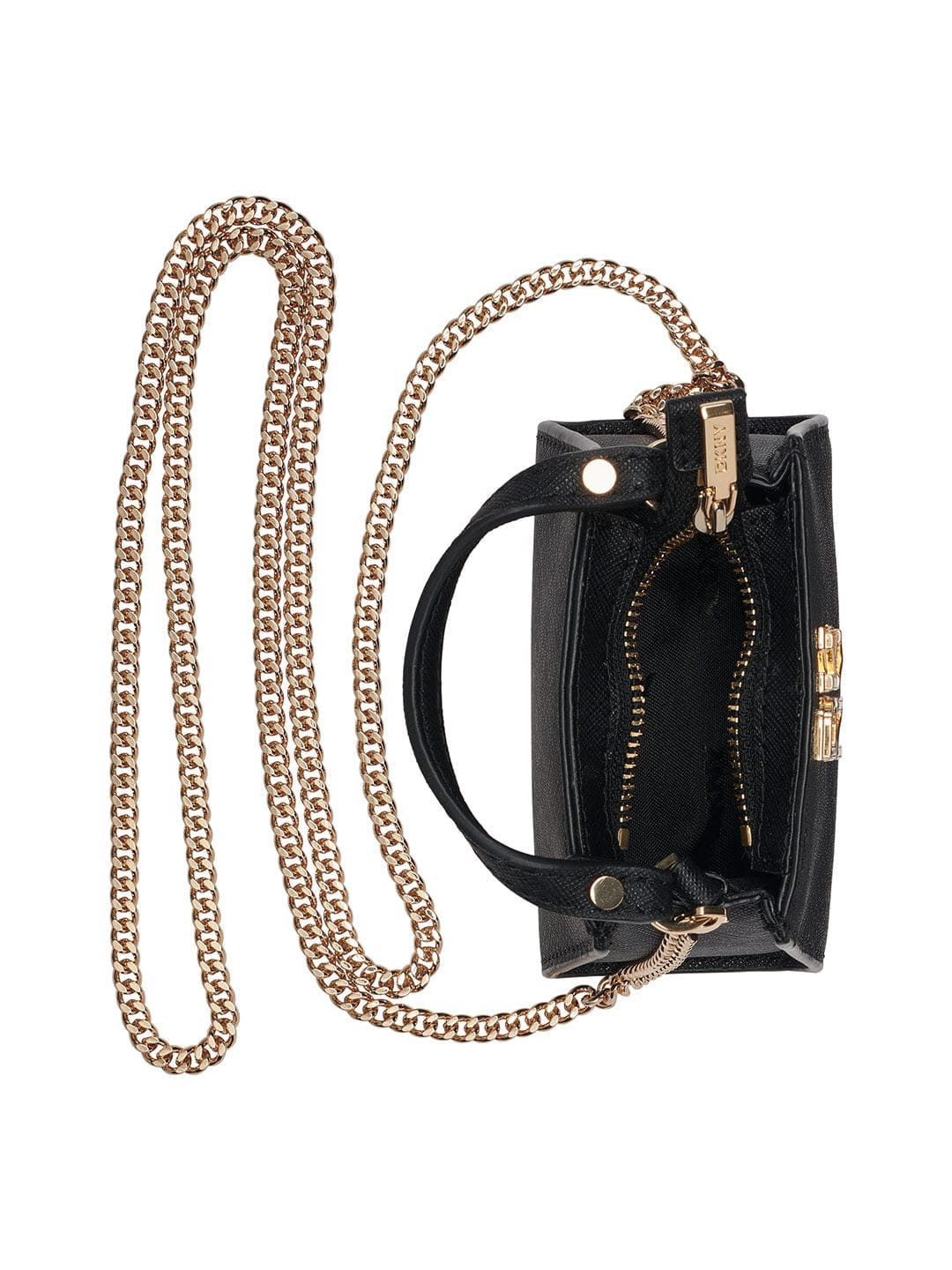 DKNY Womens Black Logo Woven Satchel bag