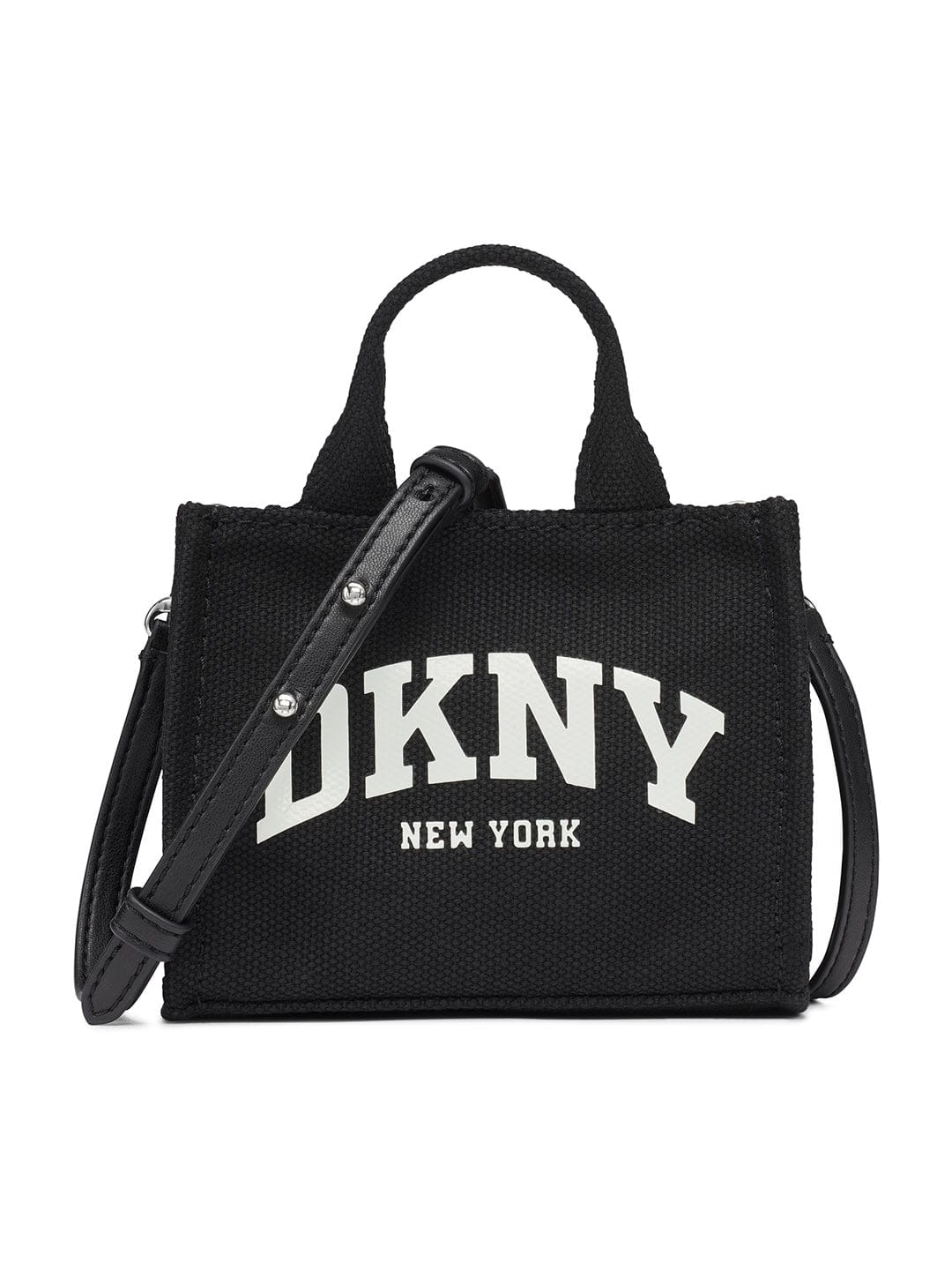 DKNY Womens Black Logo Woven Satchel bag