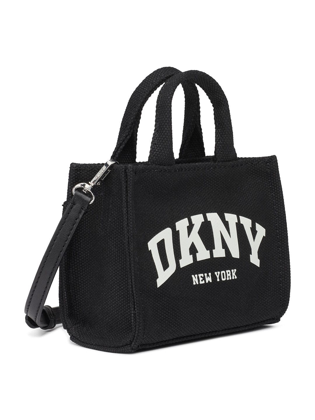 DKNY Womens Black Logo Woven Satchel bag