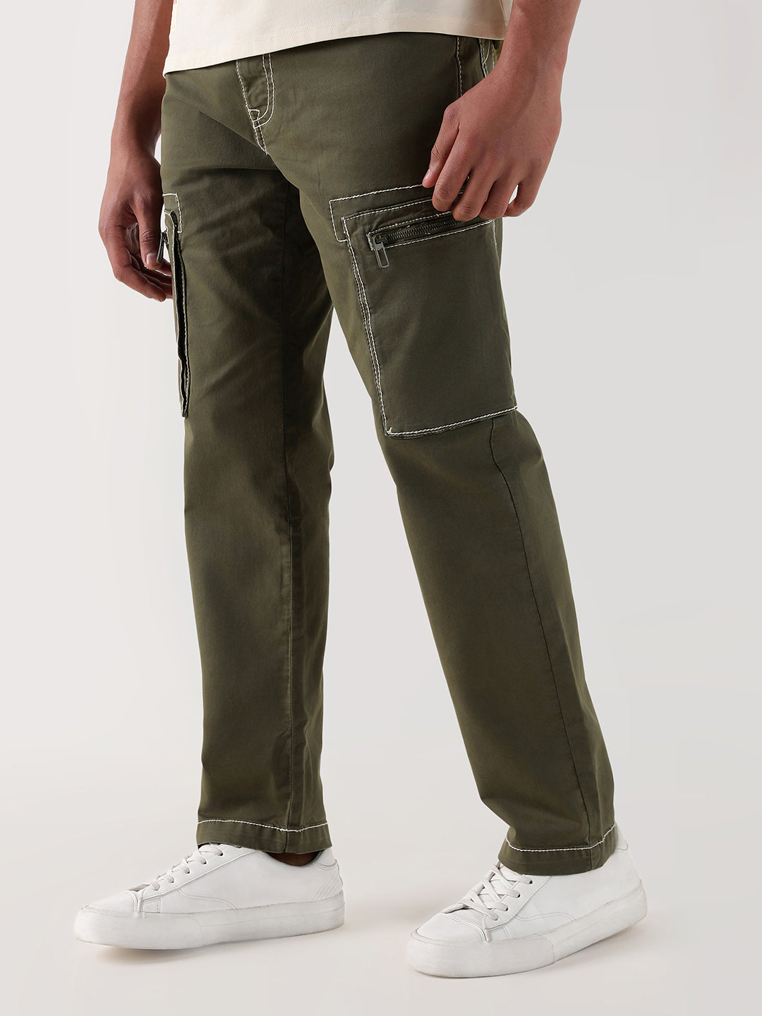 TRUE RELIGION Men Green Relaxed Fit Cargo