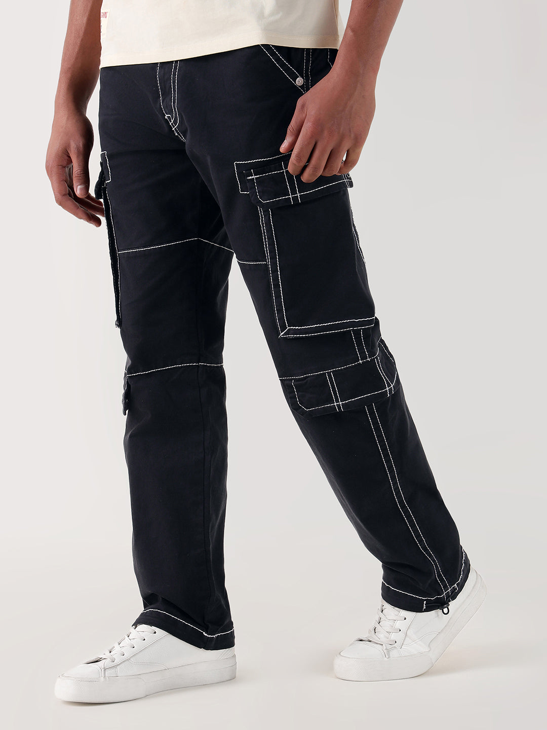TRUE RELIGION Men Black Relaxed Fit Cargo