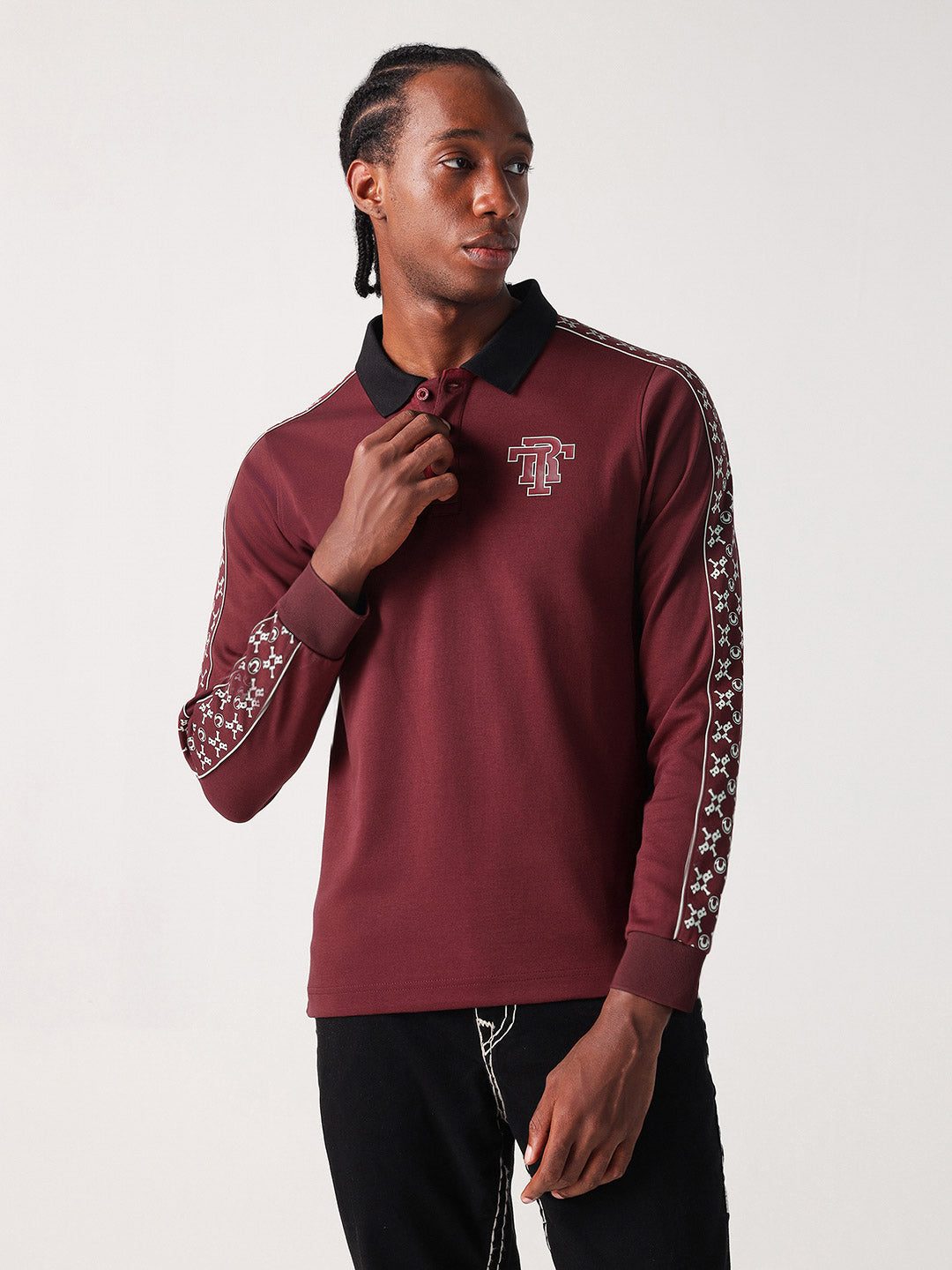 True Religion Men Red Solid Polo Tshirt