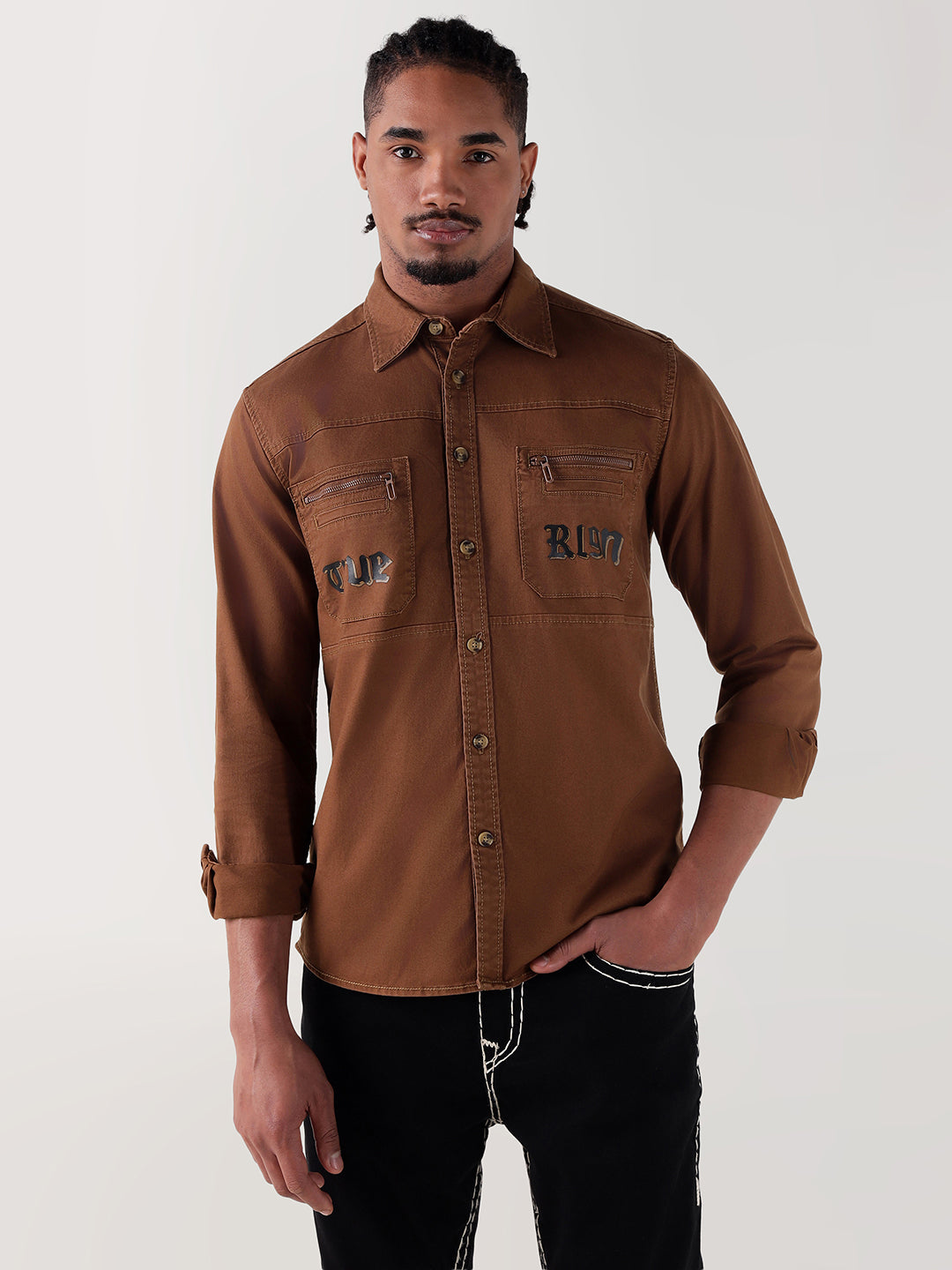 true religion dress shirts Shop TRUE RELIGION Men Brown Regular Fit Shirt – Iconic India