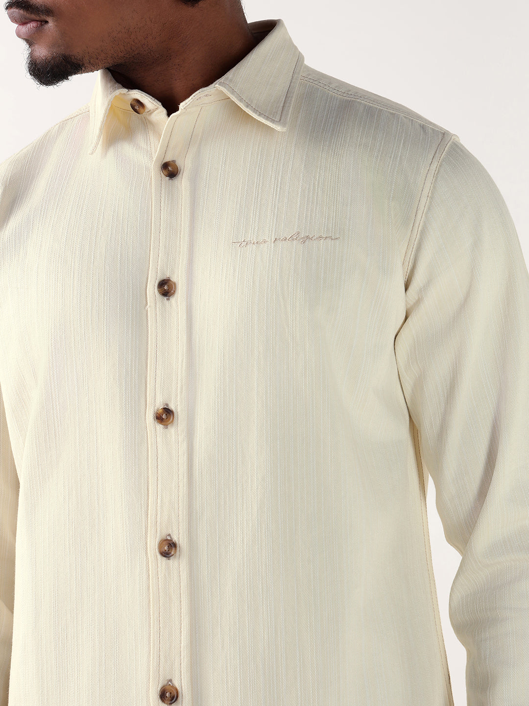 TRUE RELIGION Men Cream Regular Fit Shirt