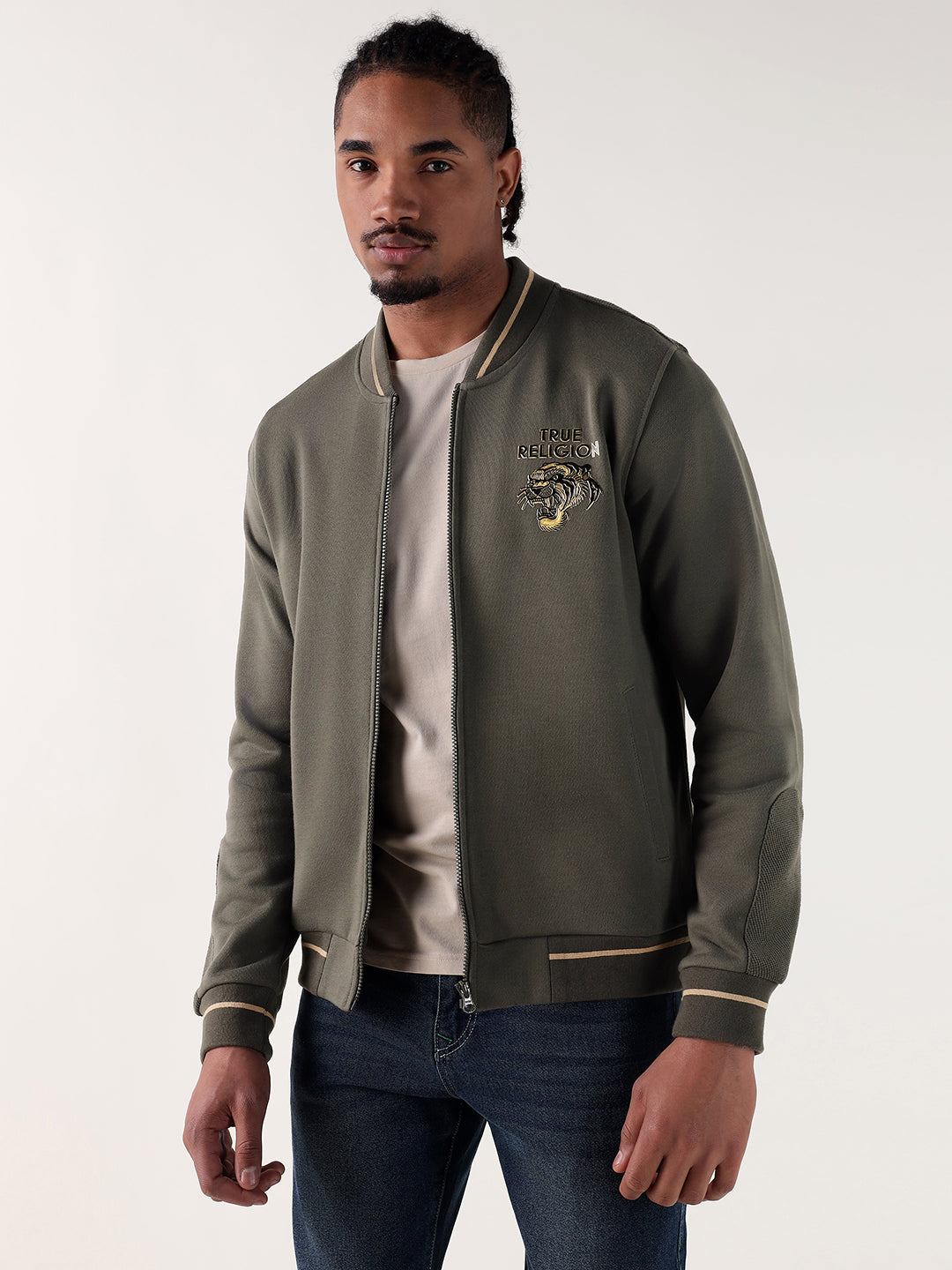 TRUE RELIGION Men Green Logo Regular Fit Sweatshirt