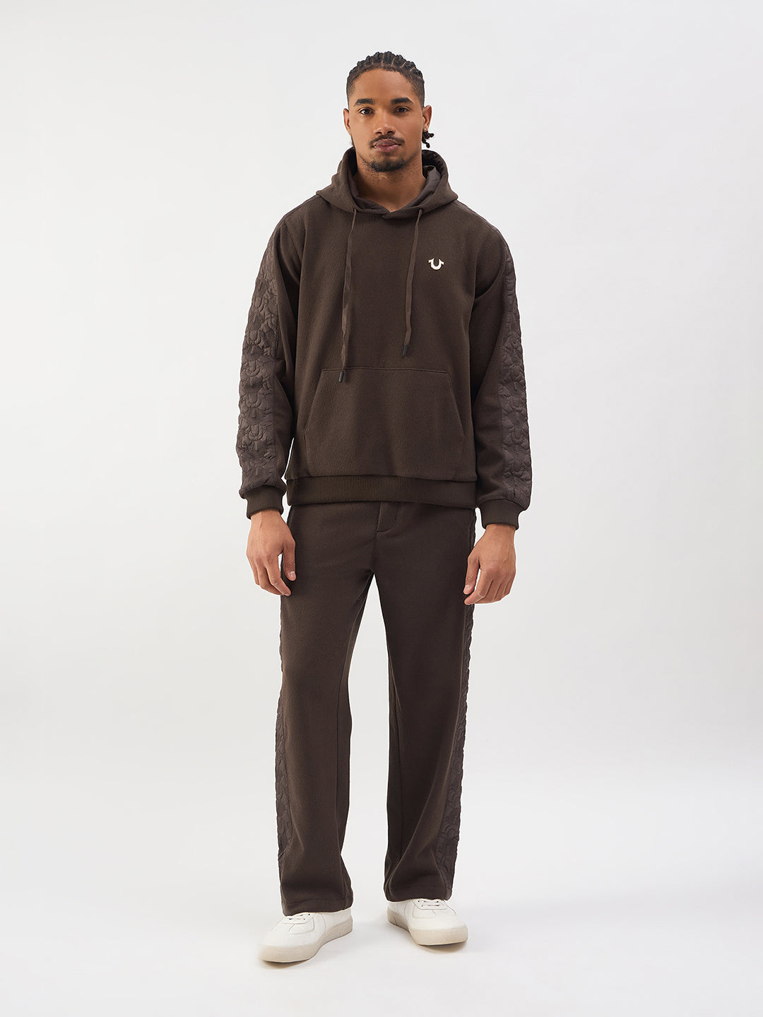 TRUE RELIGION Men Brown Regular Fit Hooded Sweatshirt