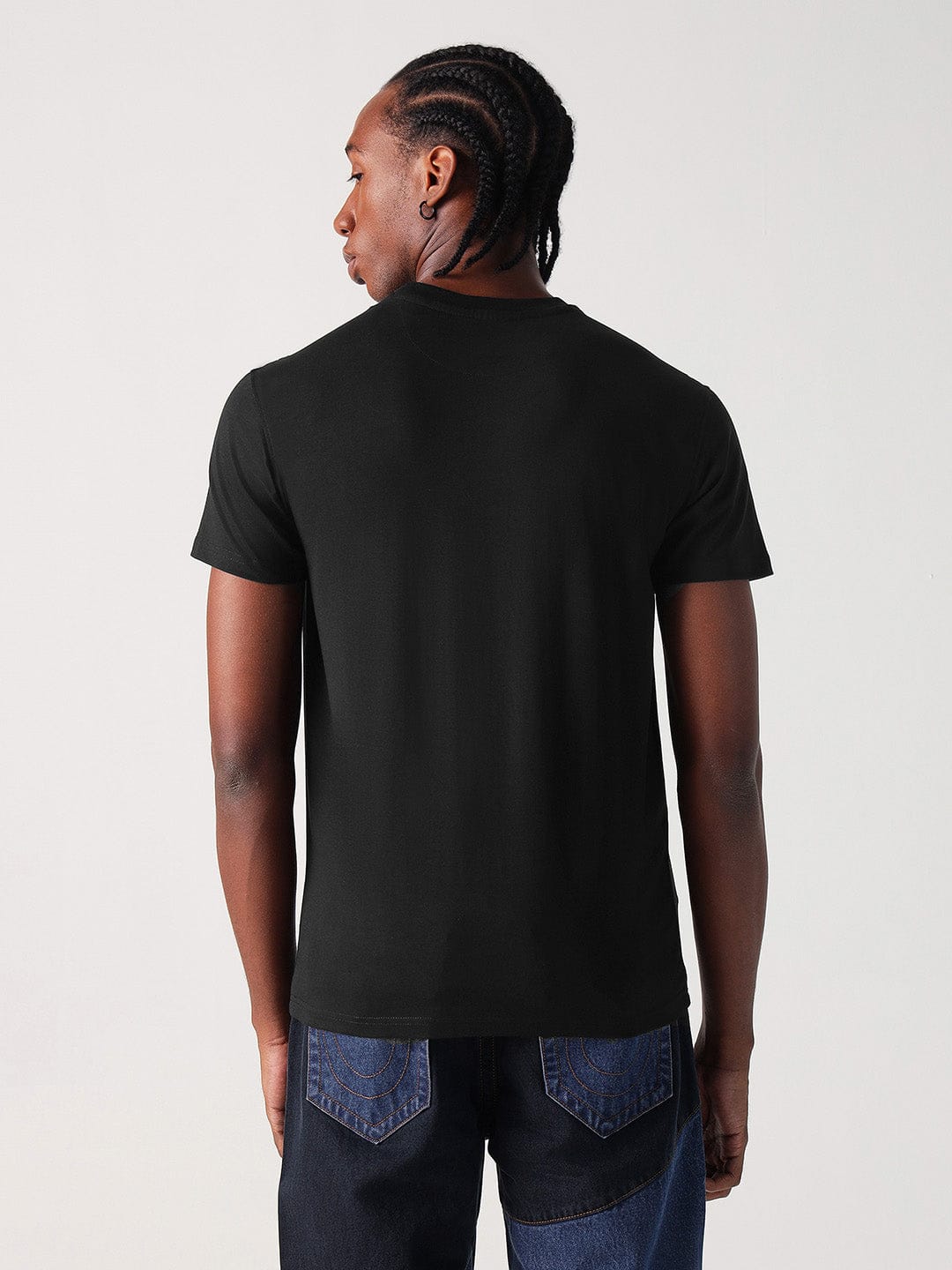 True Religion Men Black Solid Round Neck Tshirt