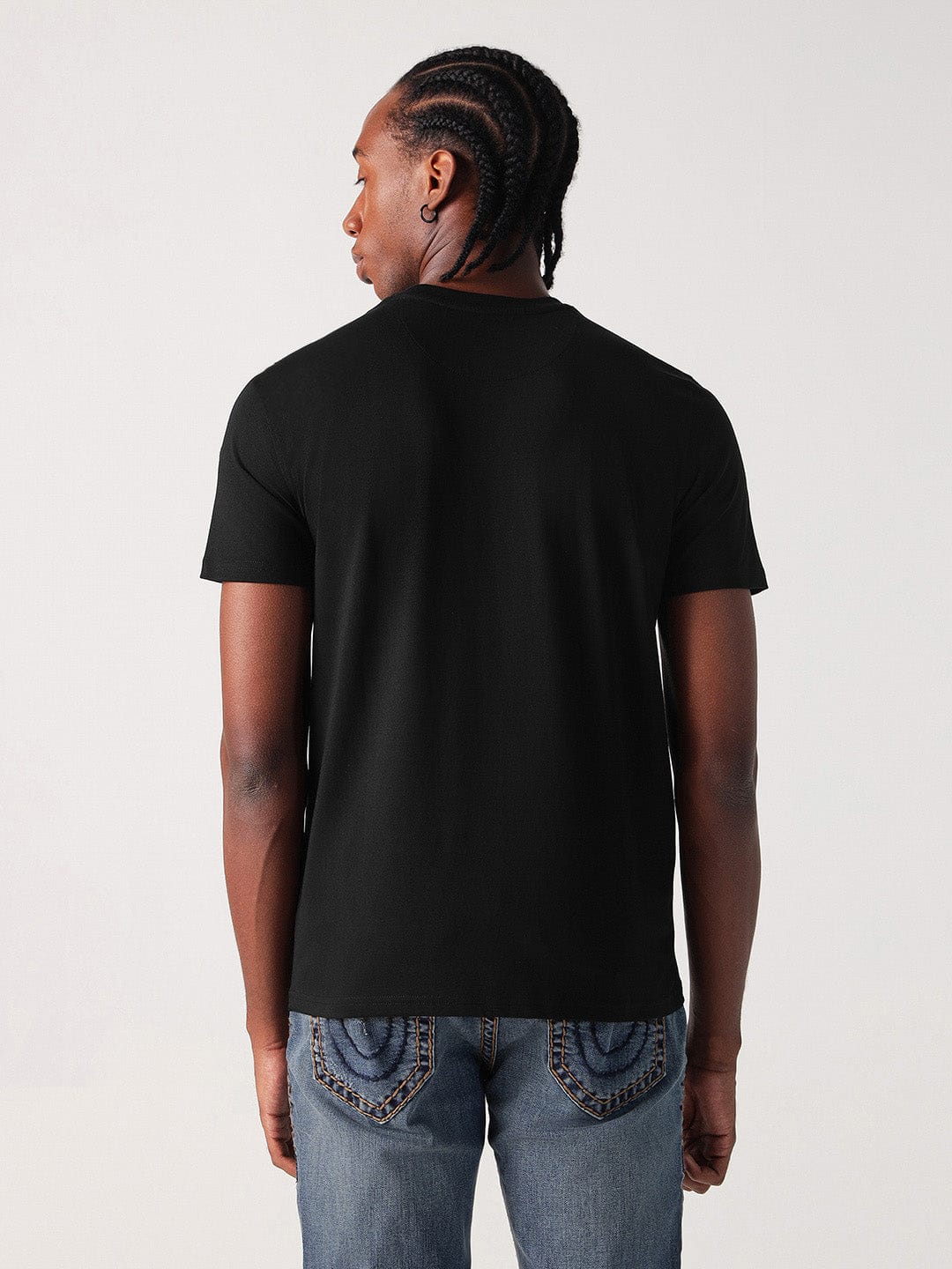 True Religion Men Black Solid Round Neck Tshirt