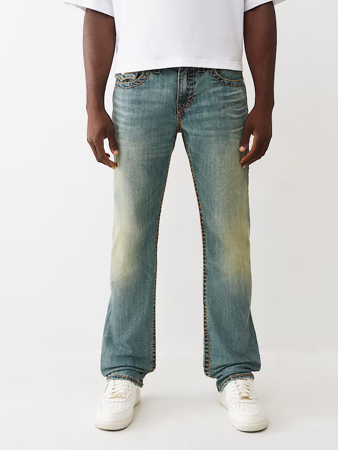TRUE RELIGION Men Blue Super T Straight Fit Jeans