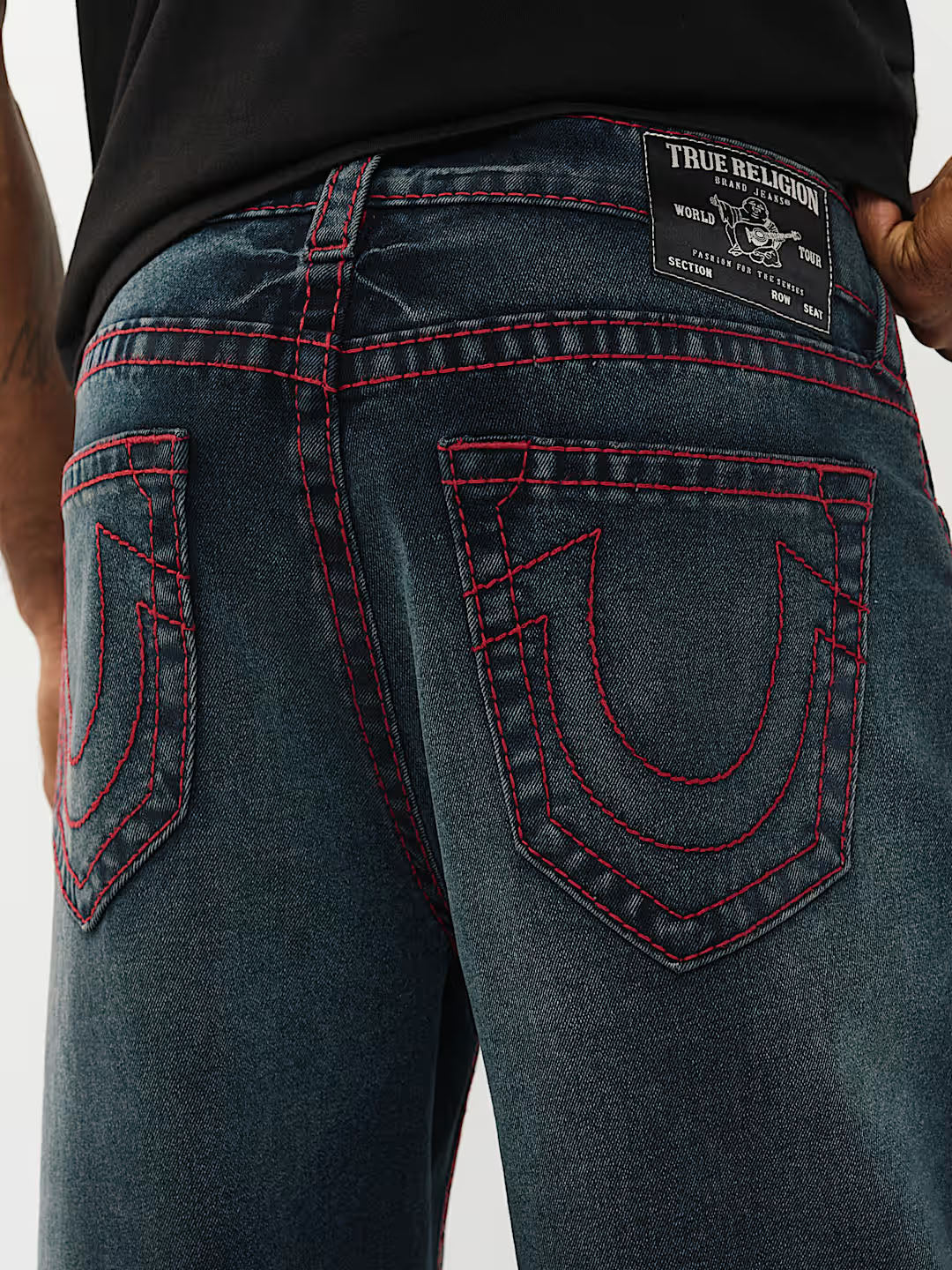 TRUE RELIGION Men Big T Black Relaxed Fit Jeans