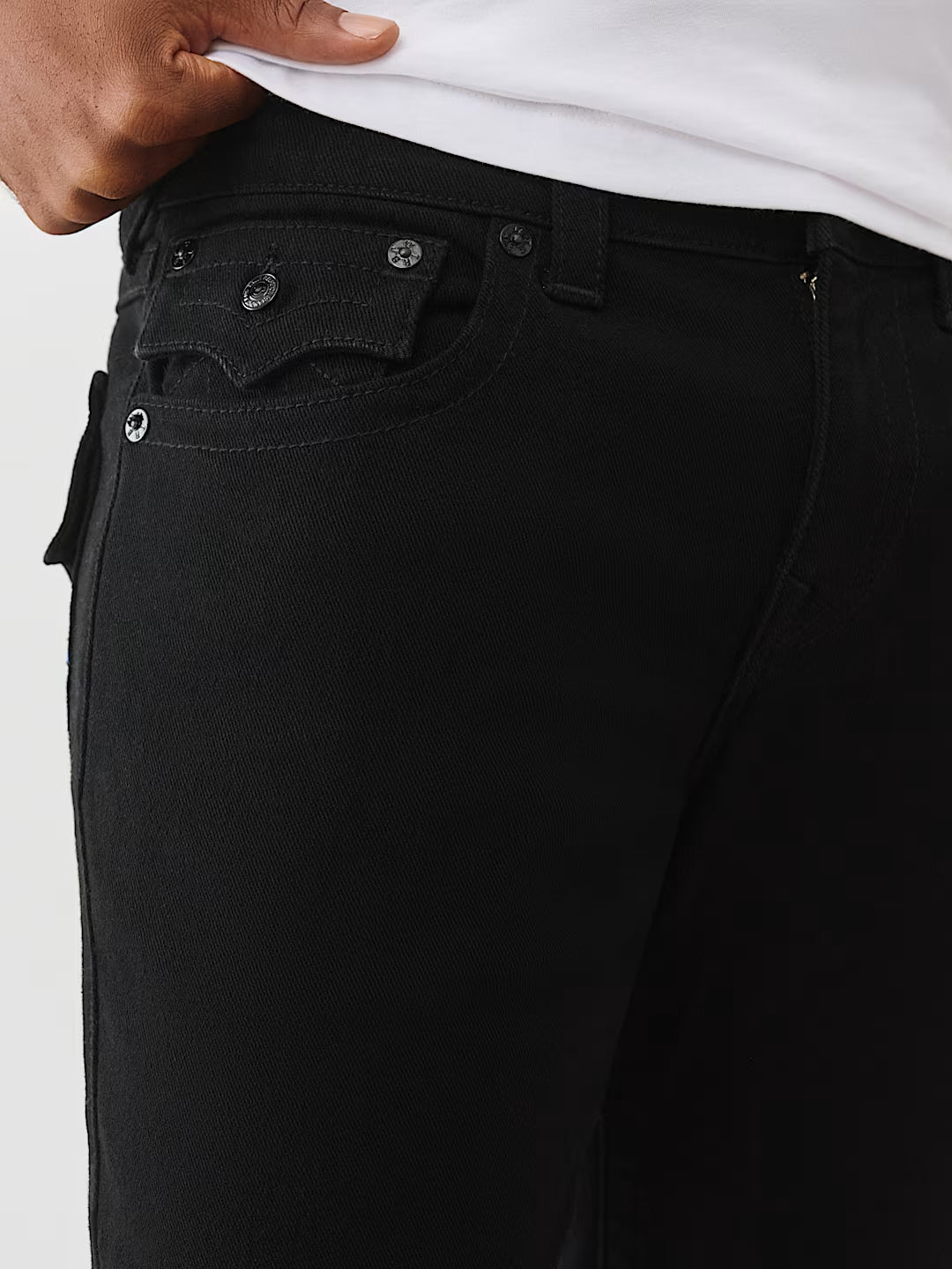 TRUE RELIGION Men Black Flap Billy SN Jeans